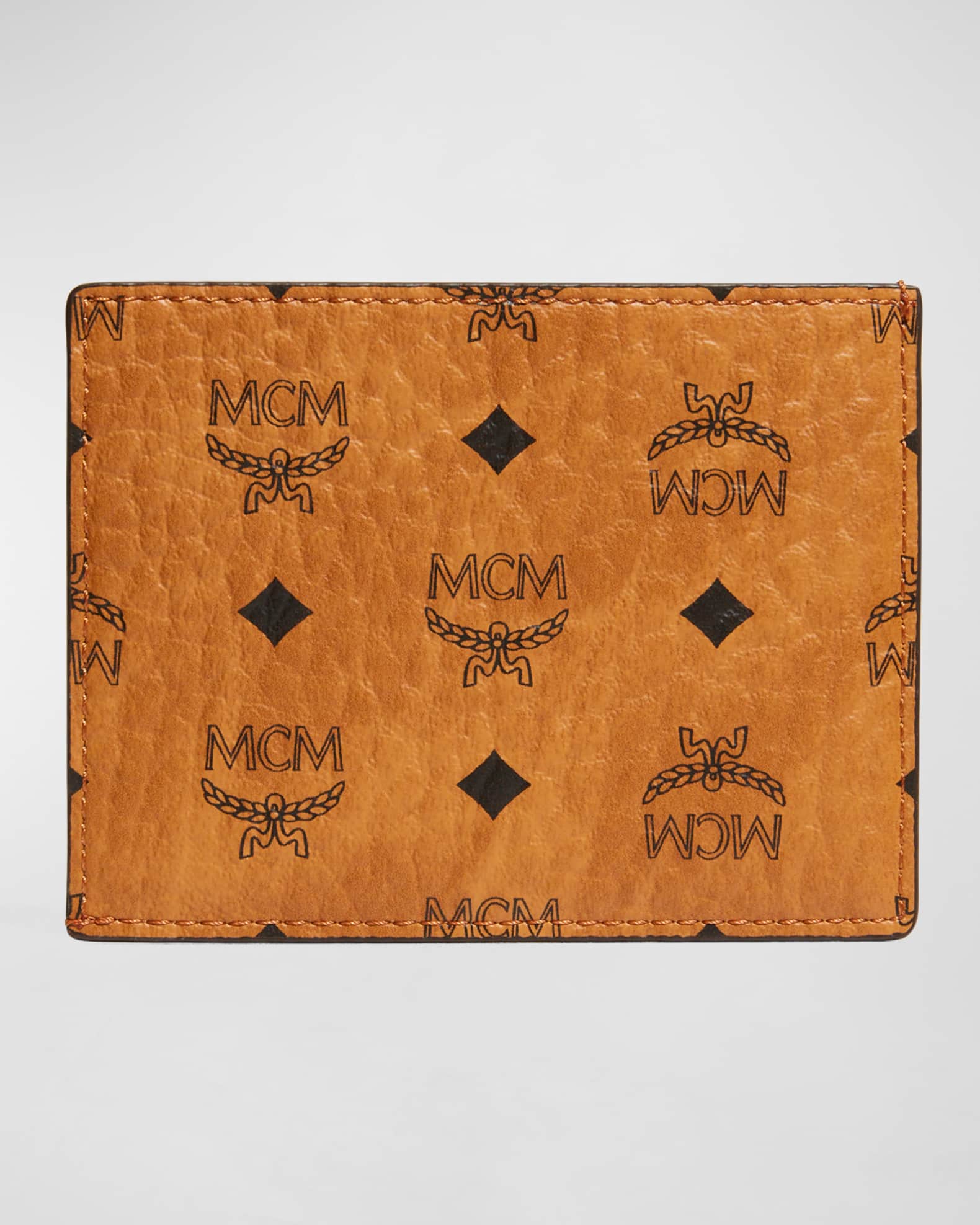 MCM Black Leather Bifold wallet Cognac inside Card Holder Mens