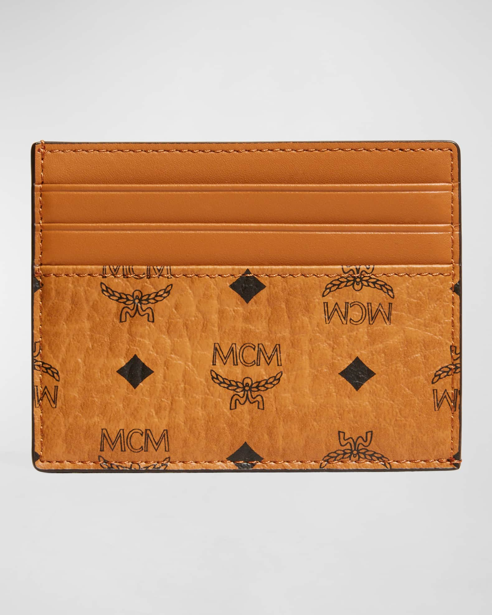 Mcm Unisex Visetos Leather Card Holder Wallet