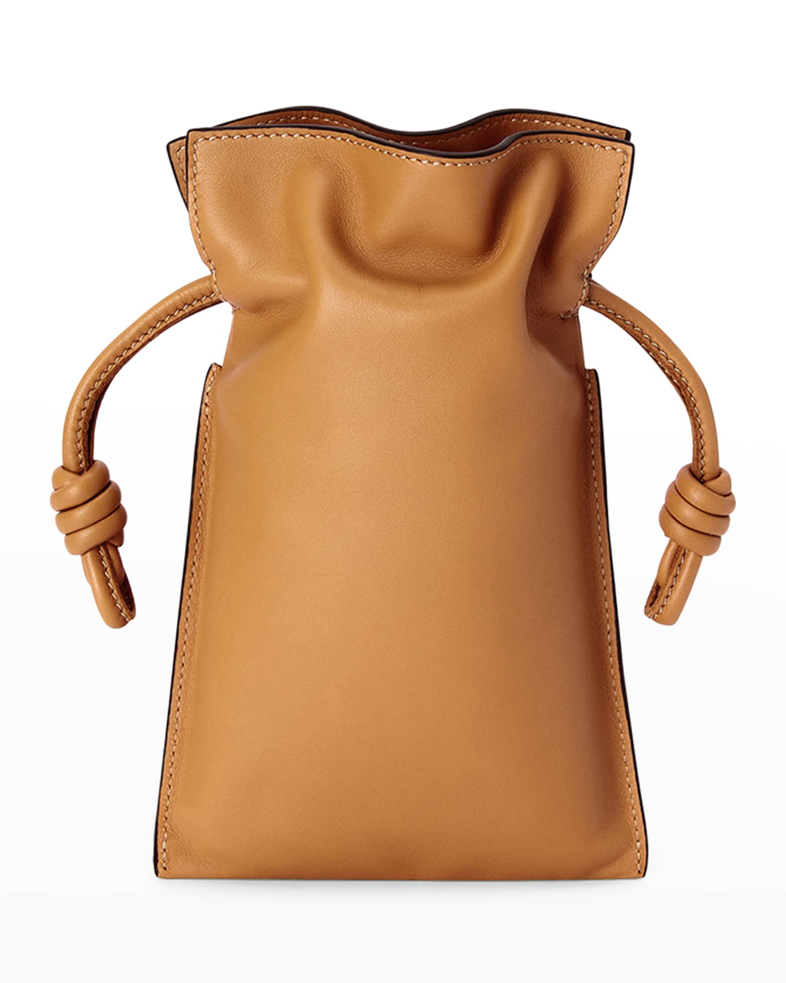 Tan Flamenco mini leather clutch bag, LOEWE