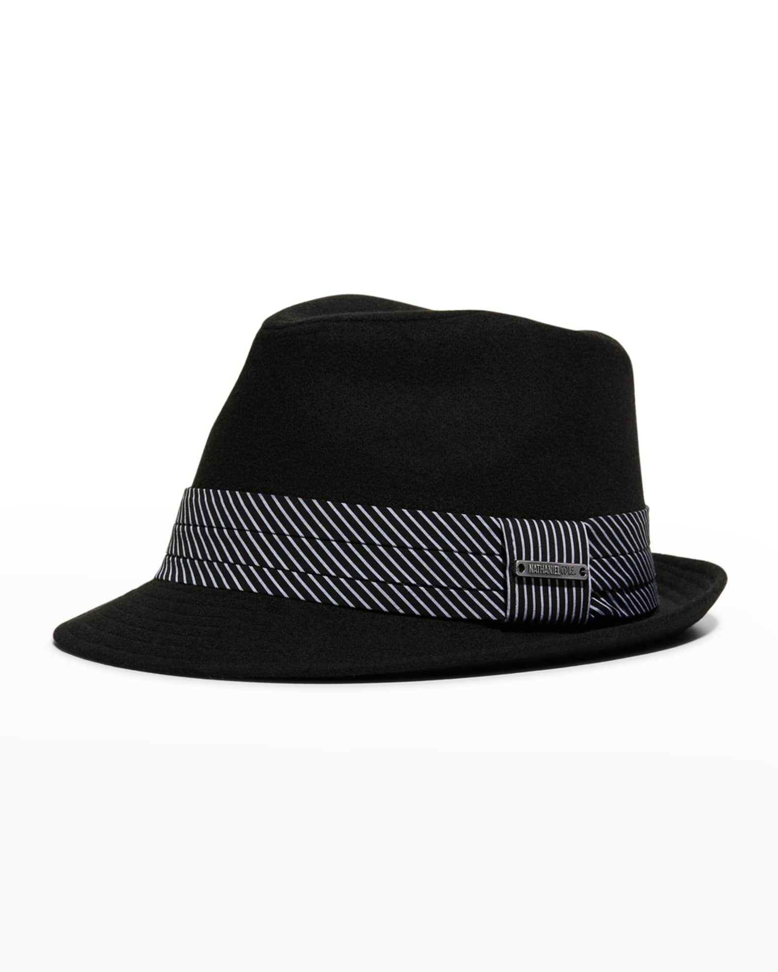 Crown Cap Men's Striped TrifoldBand Fedora Hat Neiman Marcus