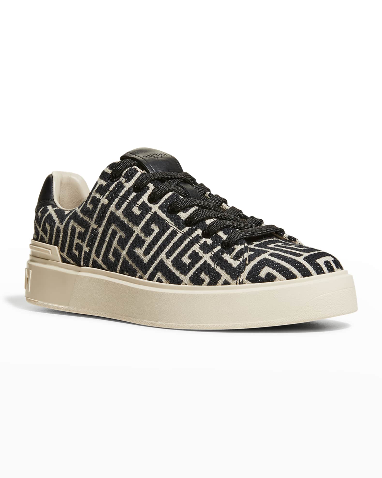 Balmain B Court Monogram Low Top Sneakers Neiman Marcus