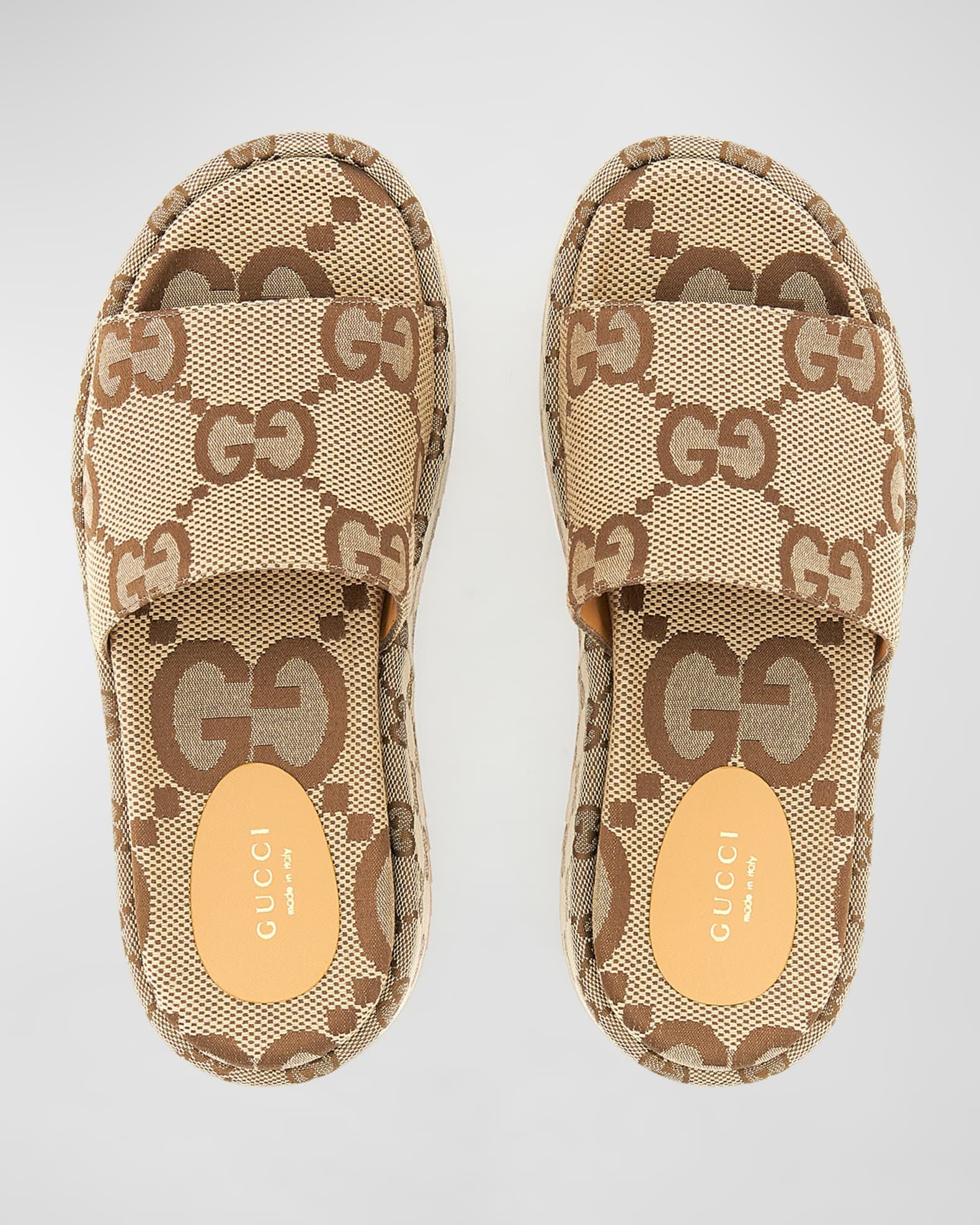 Men's GG canvas slide sandal in beige/ebony GG canvas