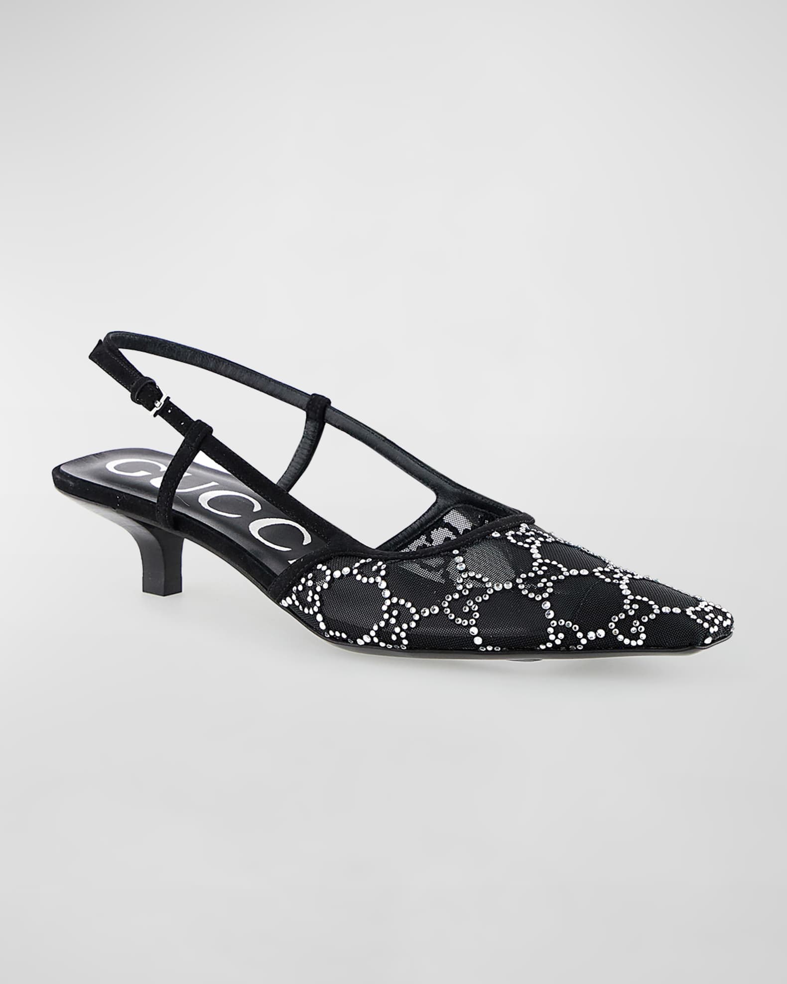 Tom Crystal GG Mesh Slingback Pumps 1