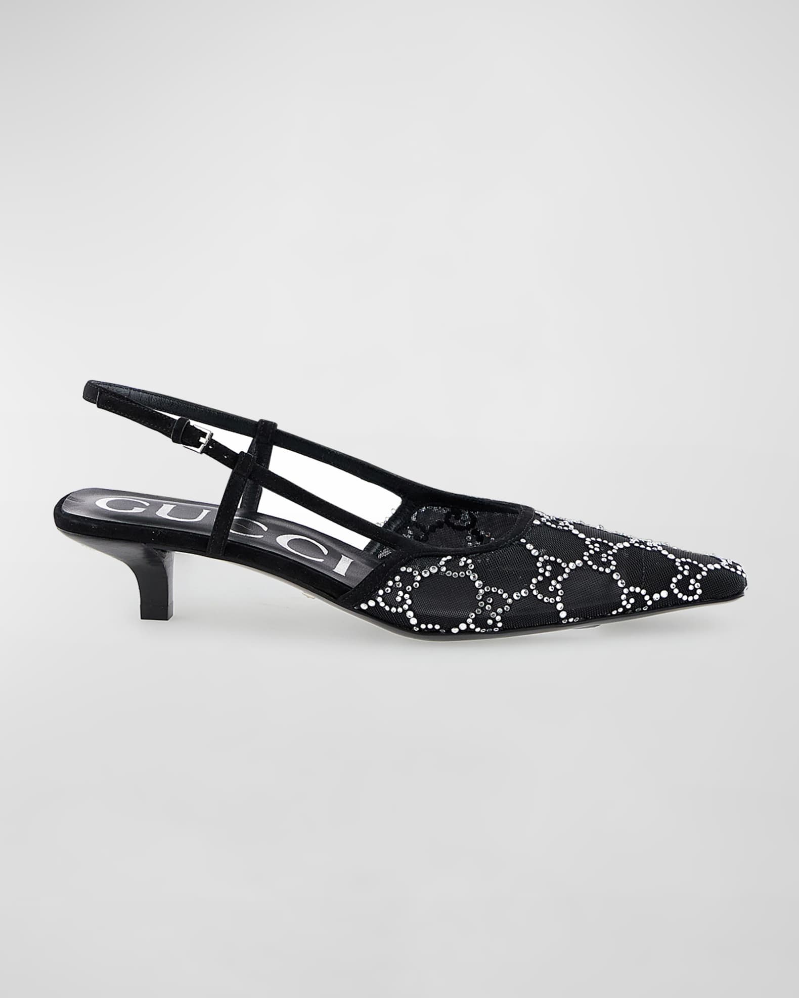 Gucci Tom Crystal GG Mesh Slingback Pumps | Neiman Marcus