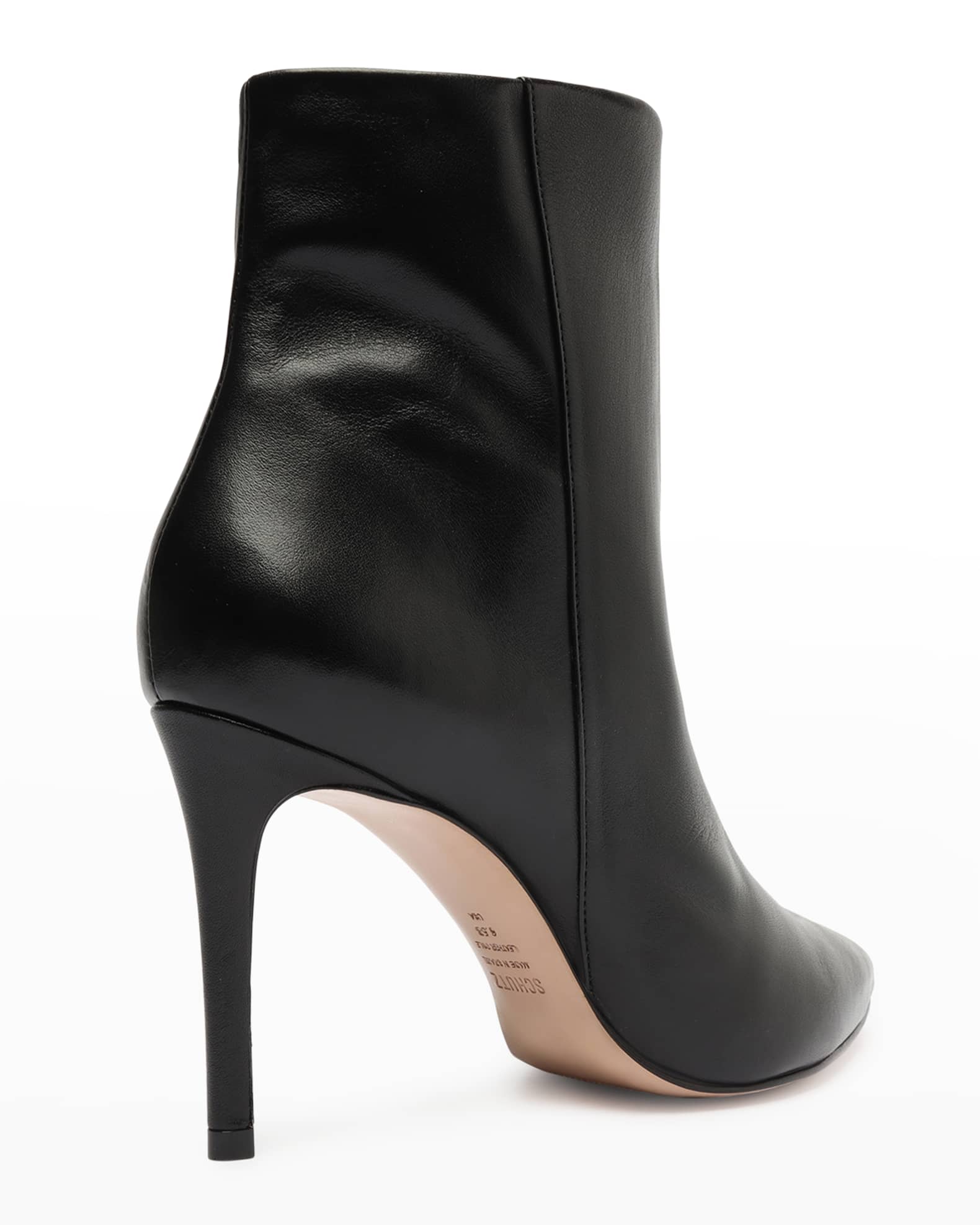 Schutz Mikki Leather Pointed-Toe Booties | Neiman Marcus