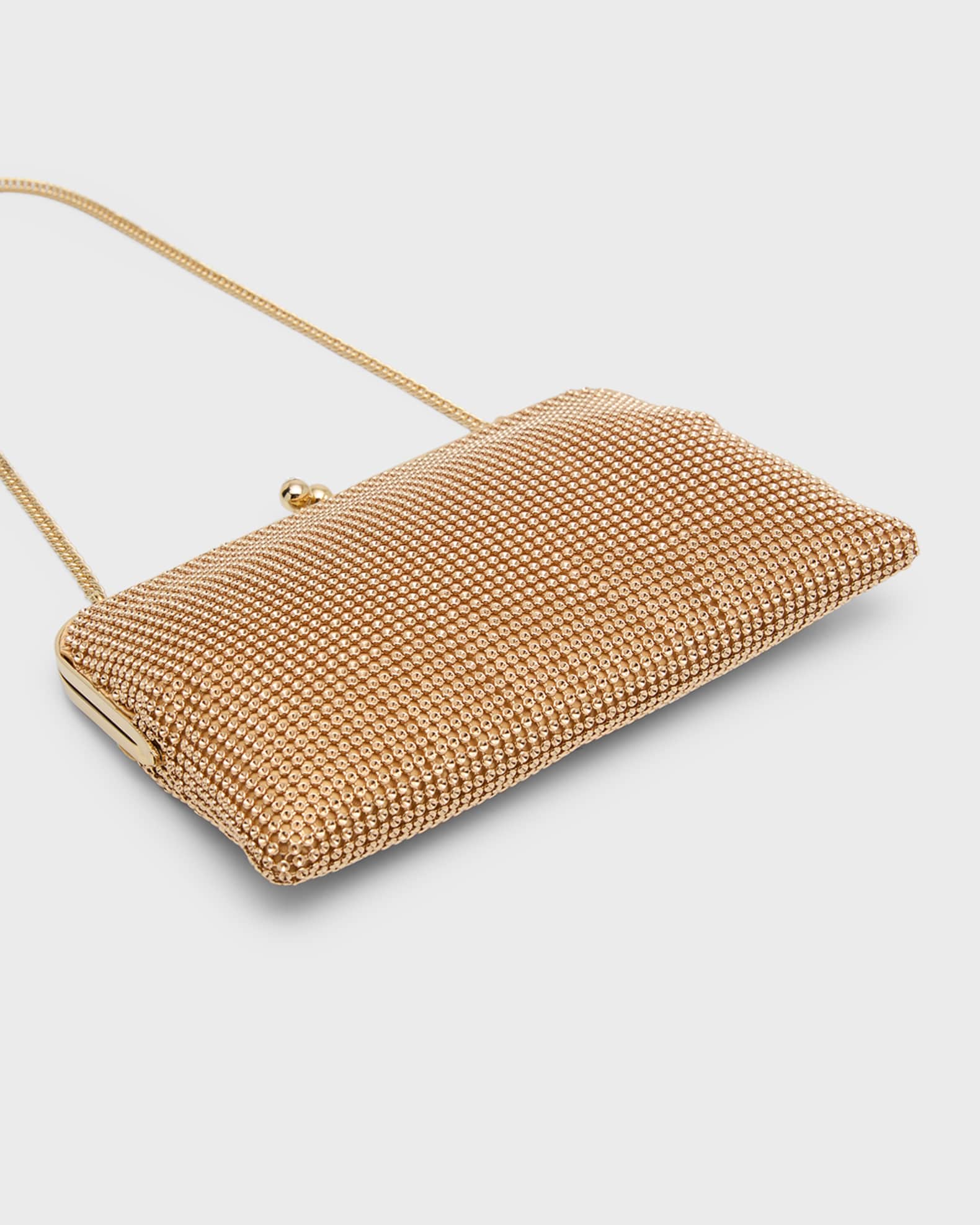 Dimple Embellished Mesh Clutch Bag