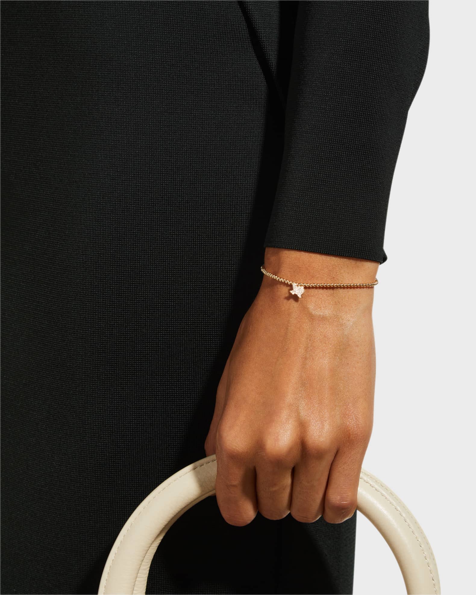 Sydney Evan 2mm Gold Bead Bracelet with Diamond Texas Charm Neiman Marcus