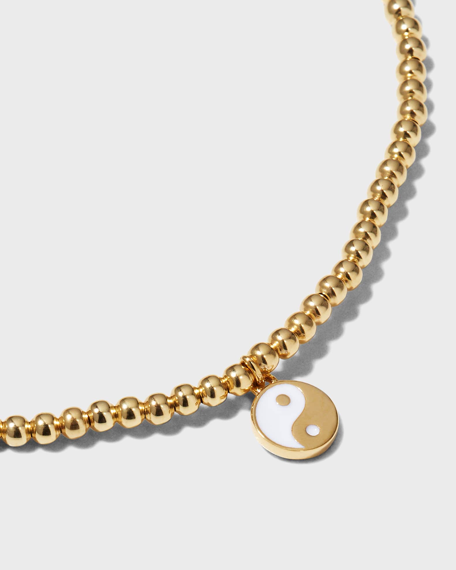 Sydney Evan 2mm Gold Bead Bracelet with TwoTone YinYang Charm