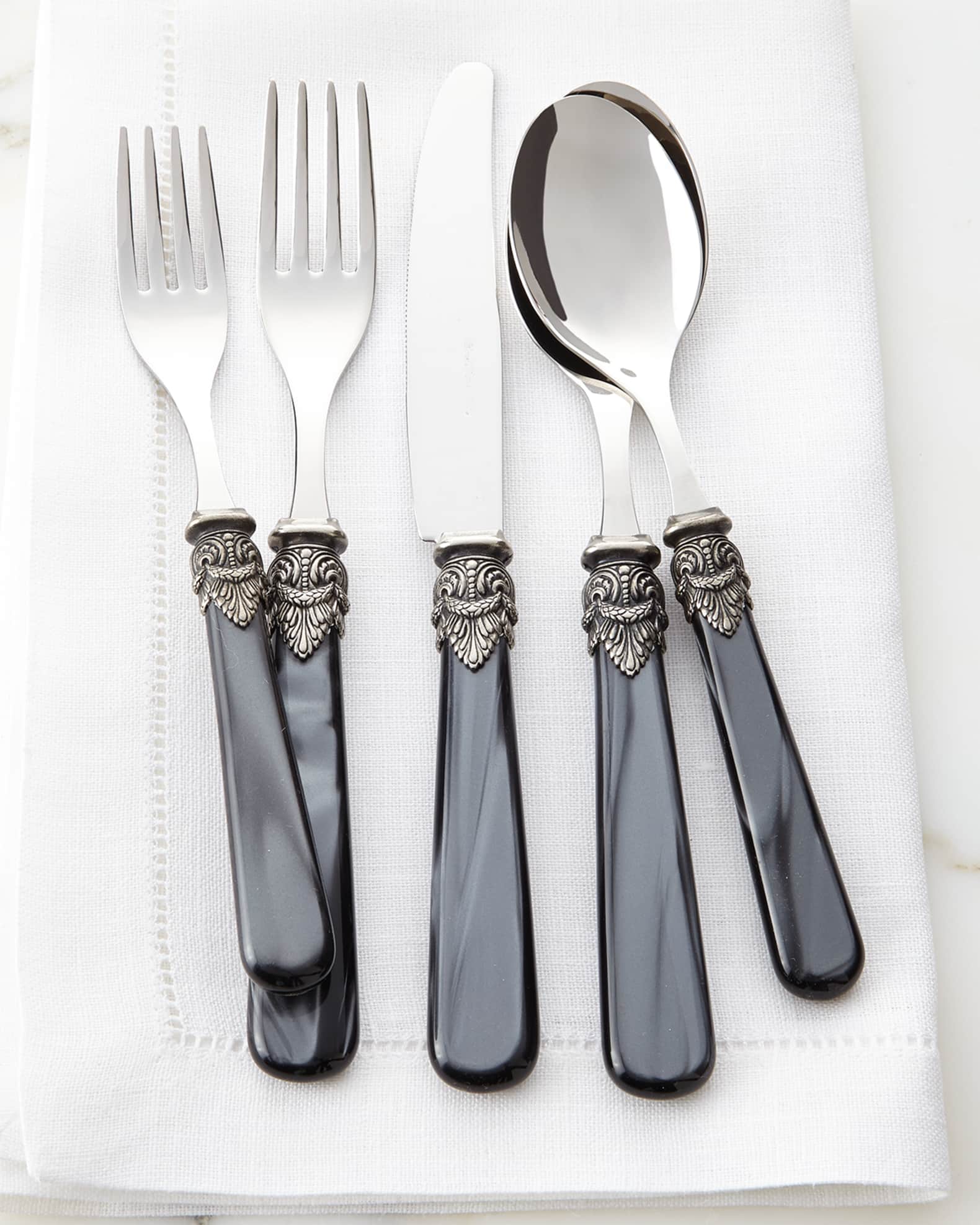 Neiman Marcus Napoleon 20Piece Flatware Set, Black Pearl Neiman Marcus
