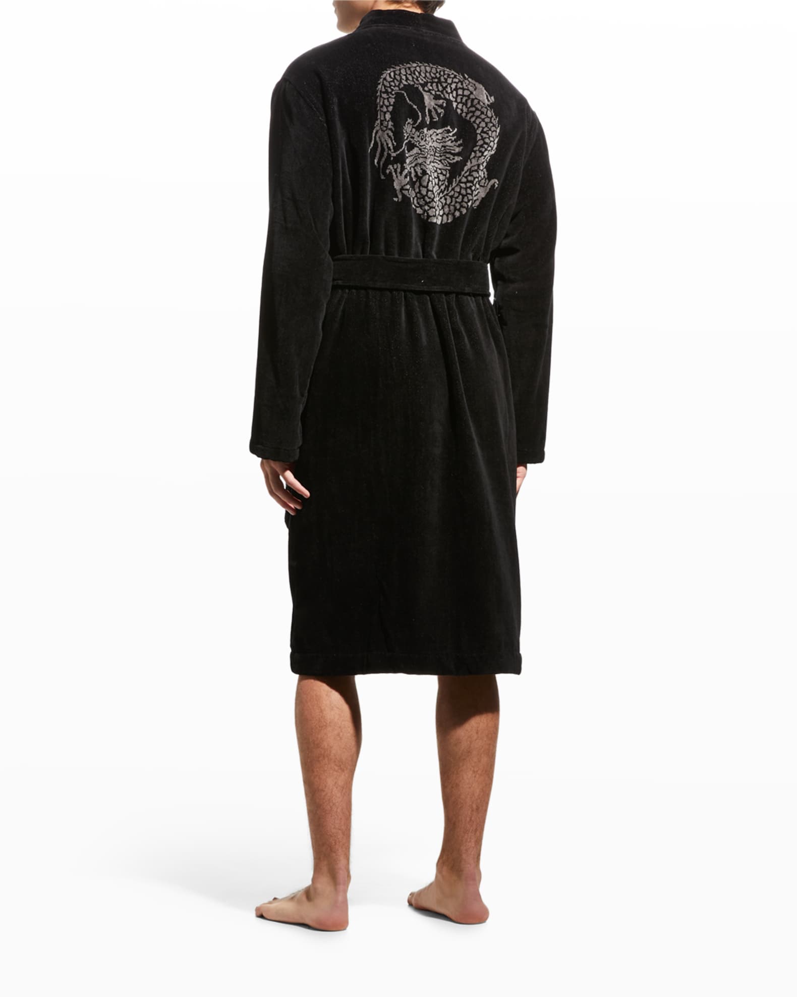 Natori Men's Cotton Jacquard Dragon Robe | Neiman Marcus