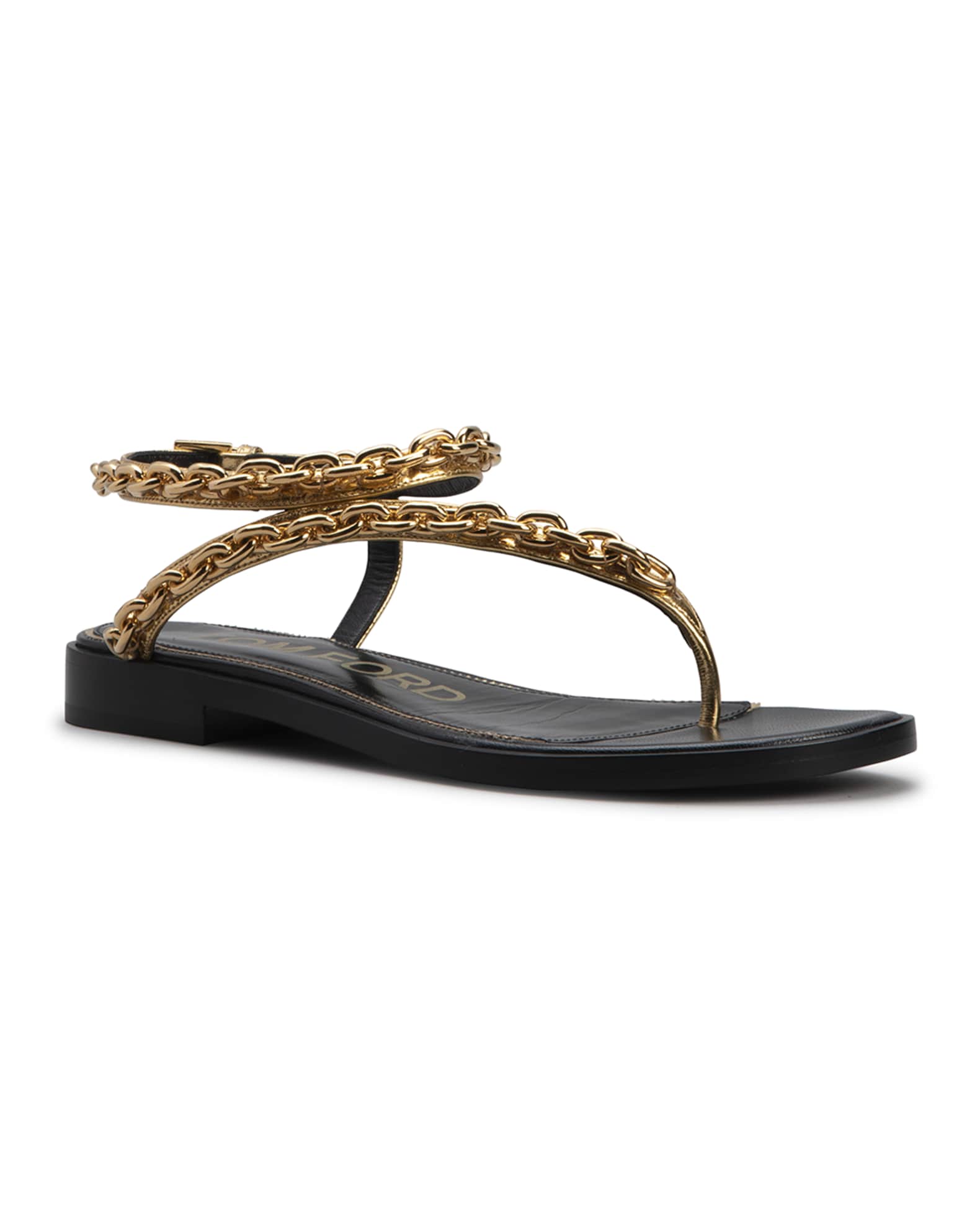 TOM FORD Metallic Chain Thong Sandals | Neiman Marcus