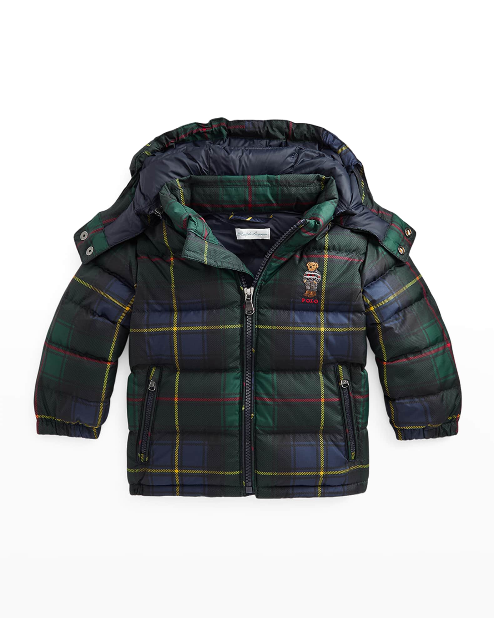 Ralph Lauren Childrenswear Boy's Plaid Polo Bear Quilted Jacket, Size 9 ...