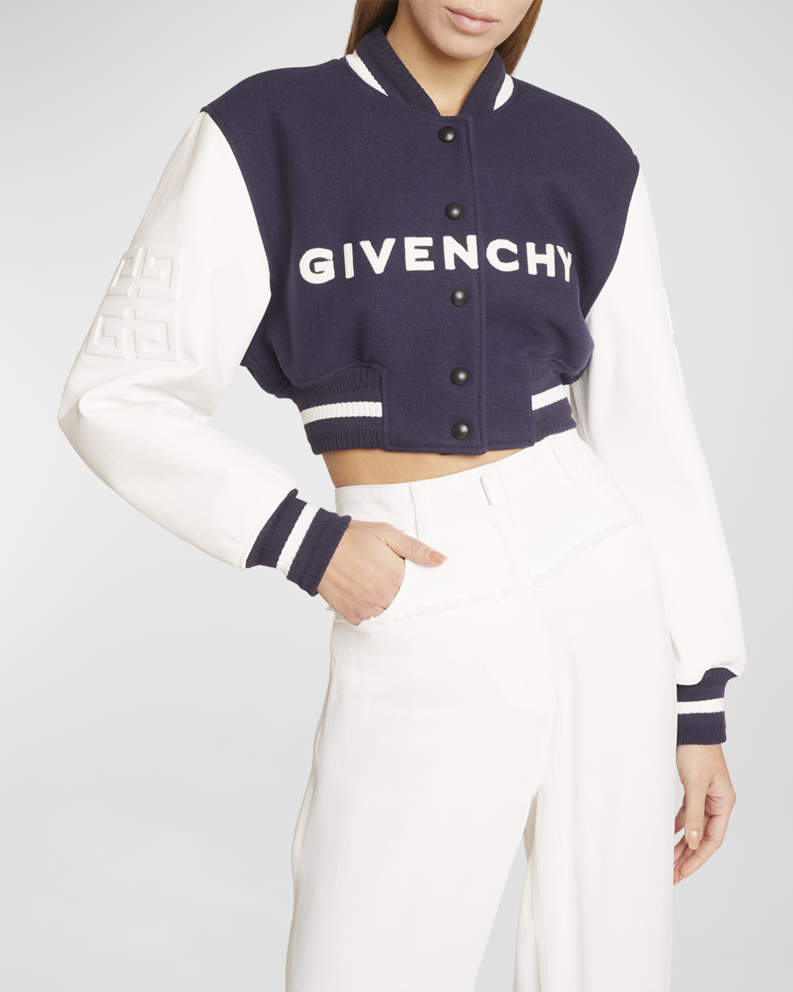 Shop Givenchy Mix Media Leather Bomber Jacket