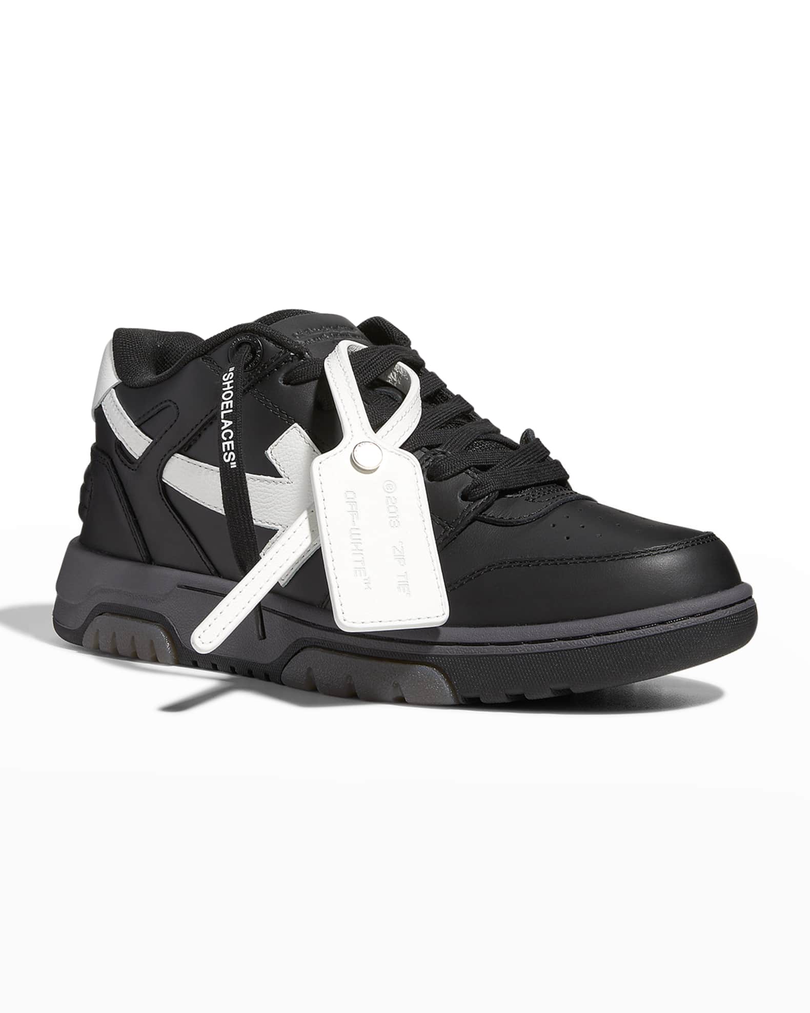 Off-White Out Of Office Arrow Calfskin Sneakers | Neiman Marcus