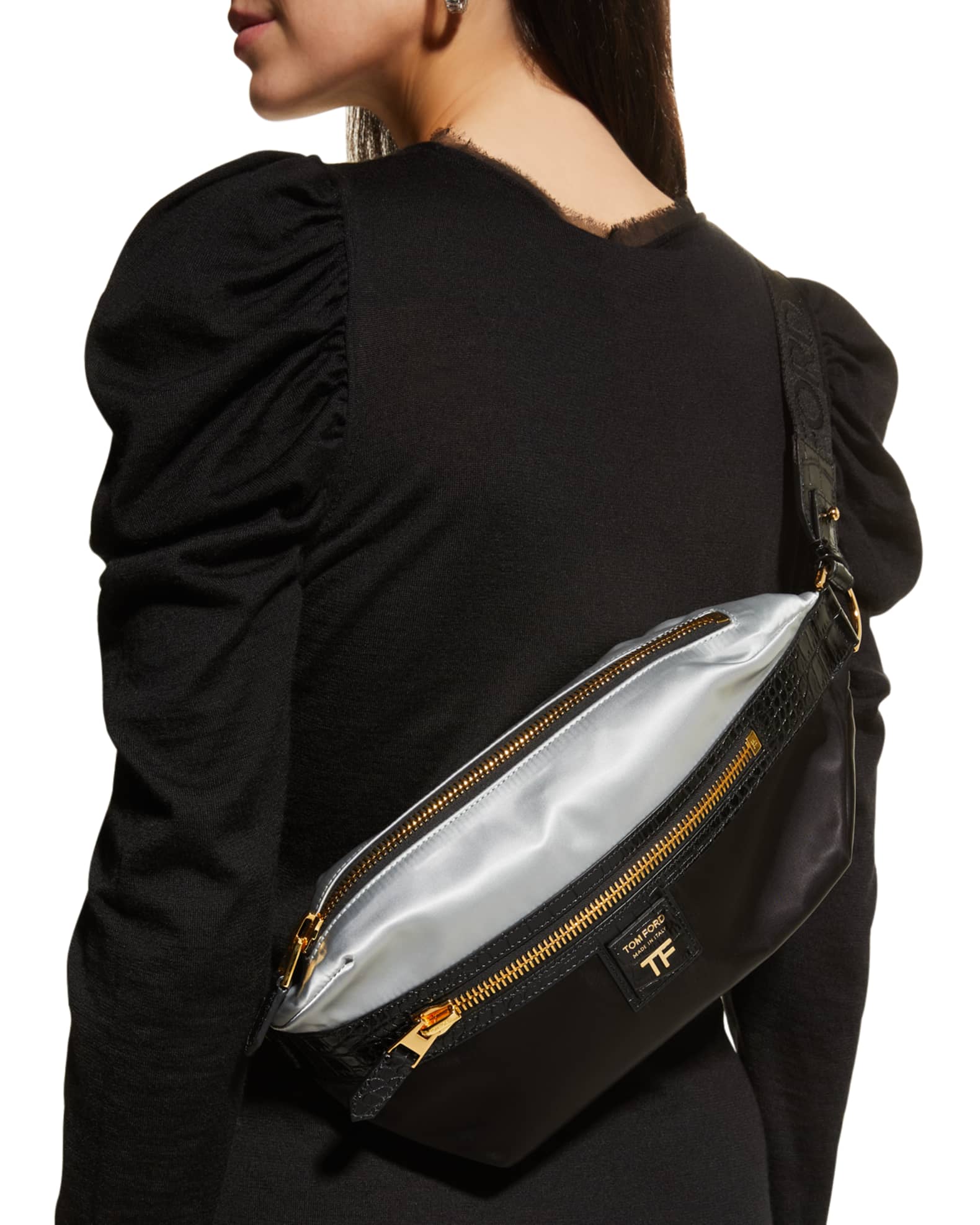 TOM FORD Lux Croc-Embossed Nylon Belt Bag | Neiman Marcus