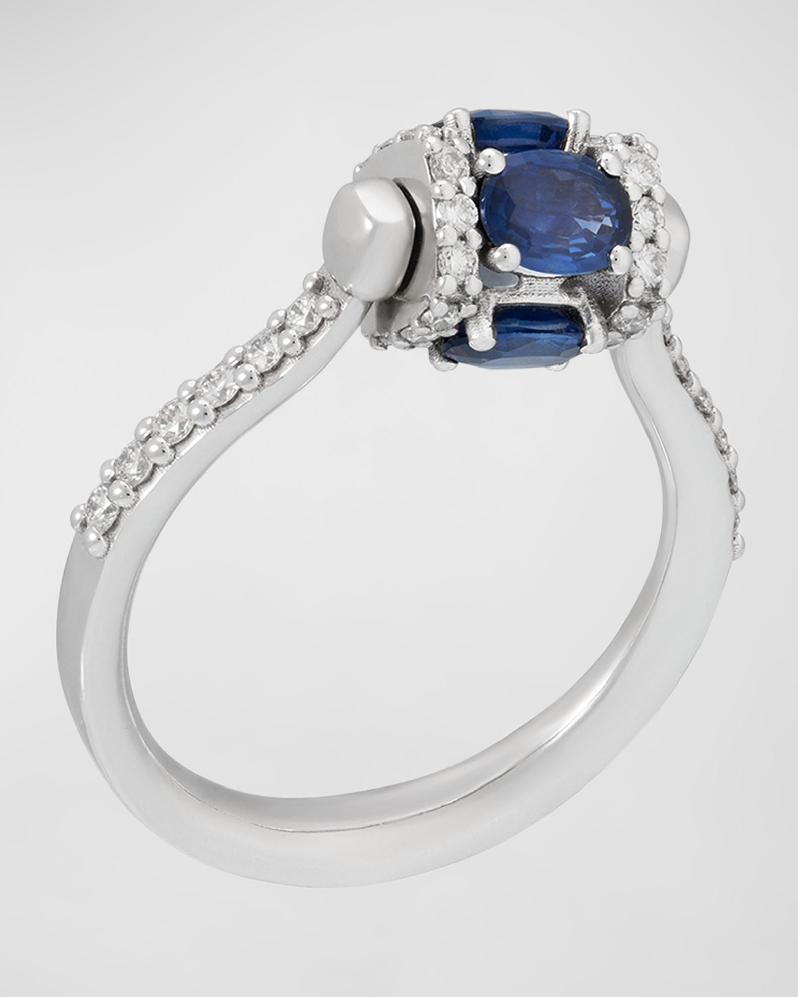 Miseno Procida 18K White Gold Ring with White Diamonds and Rotating ...