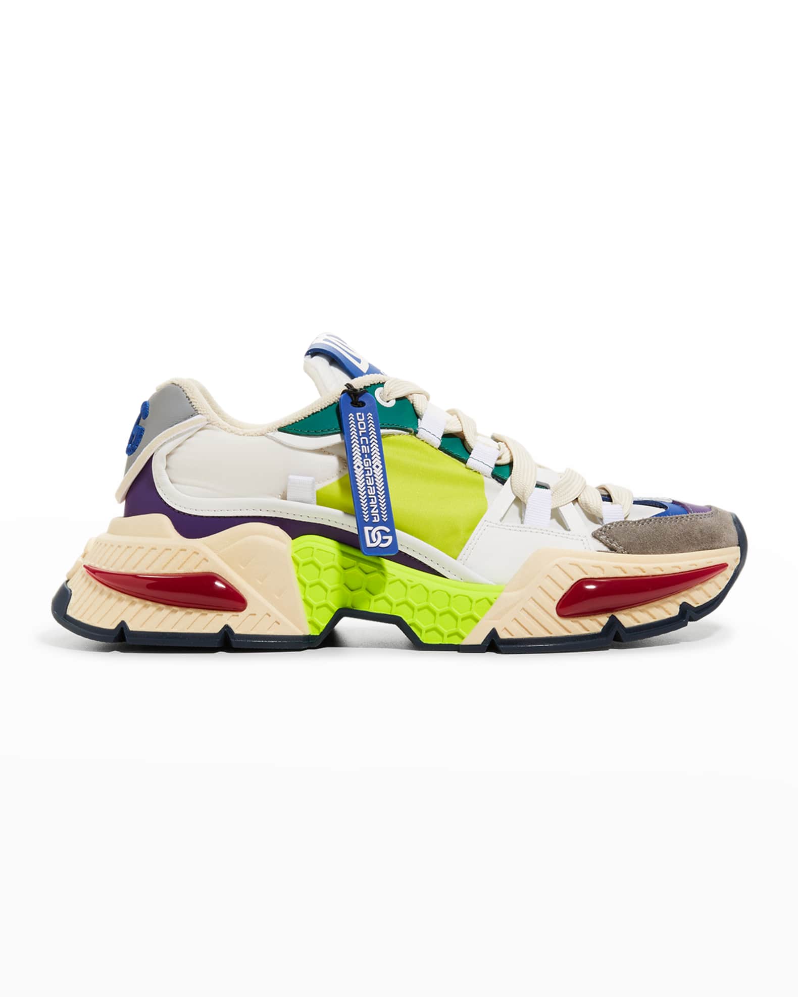 dolce & gabbana men's neon colorblock trainer sneakers