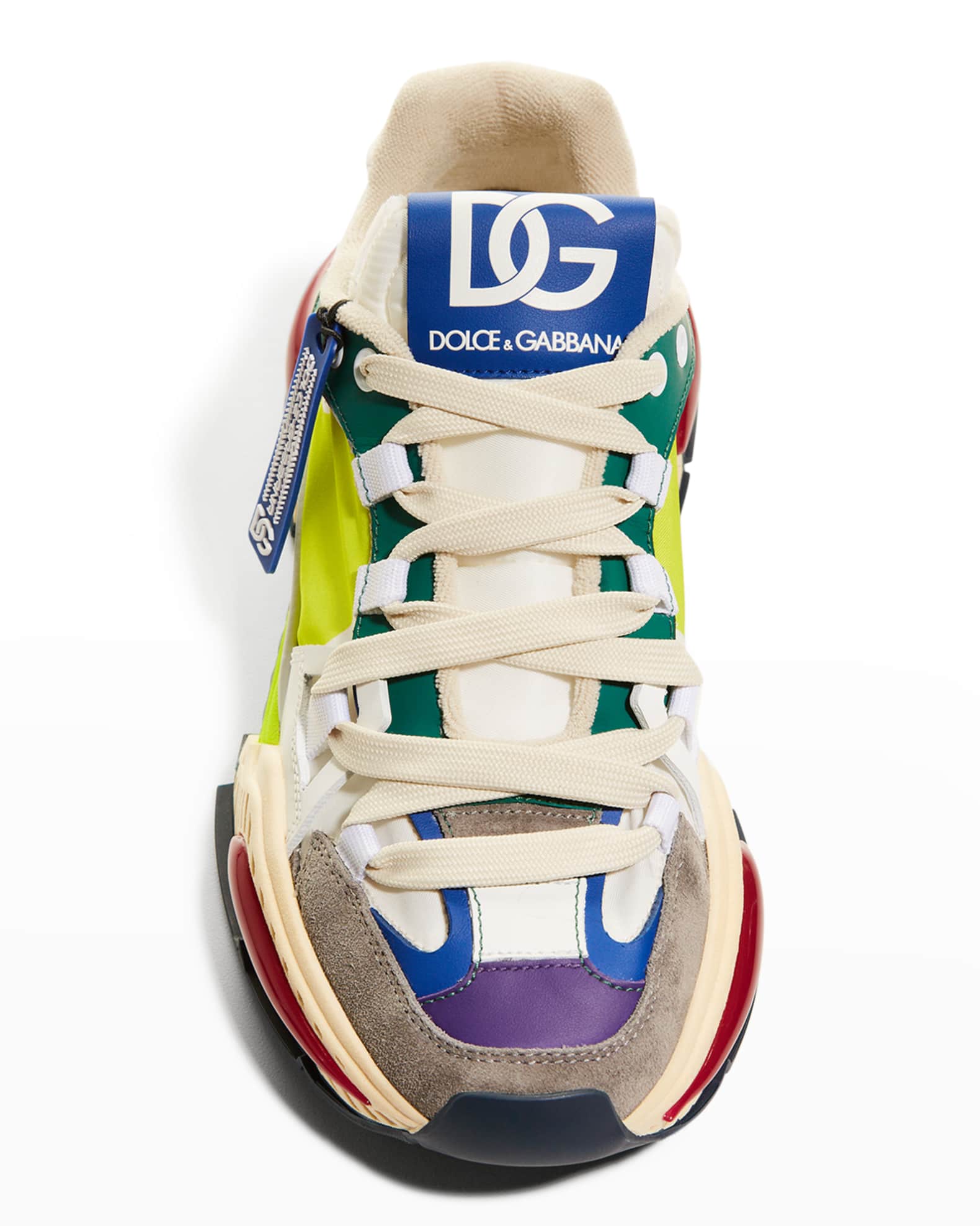 dolce & gabbana men's neon colorblock trainer sneakers
