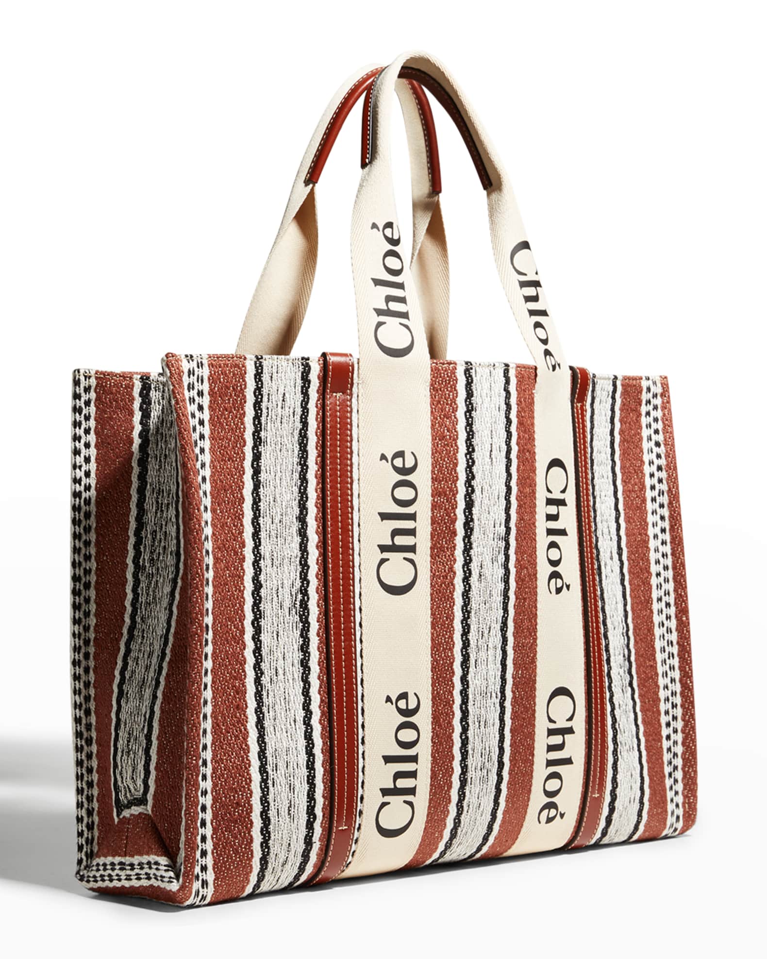 Chloe Large Woody Tote
 Chloe Woody Striped Linen Tote Bag