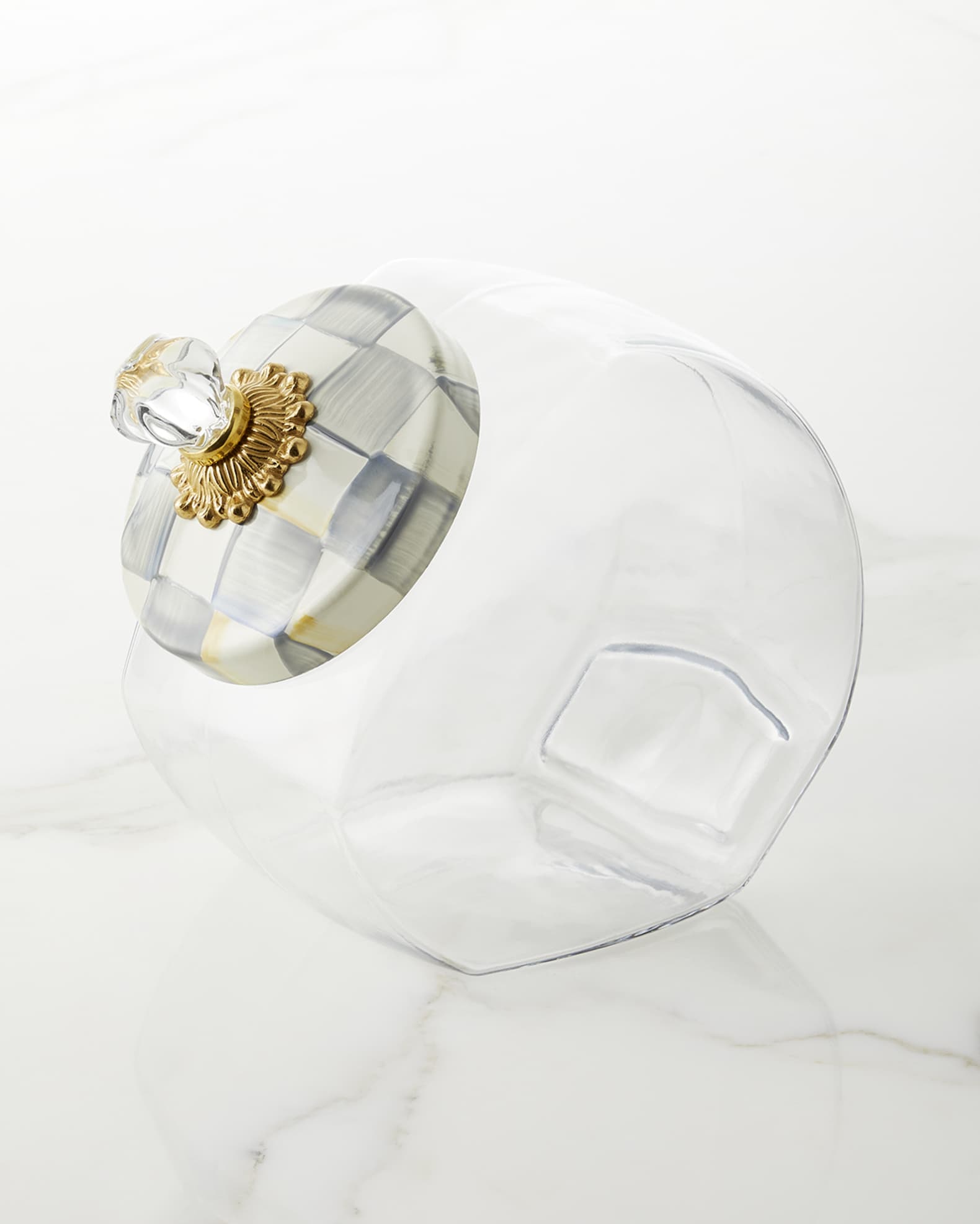 Cookie Jar with Sterling Check Enamel Lid 0