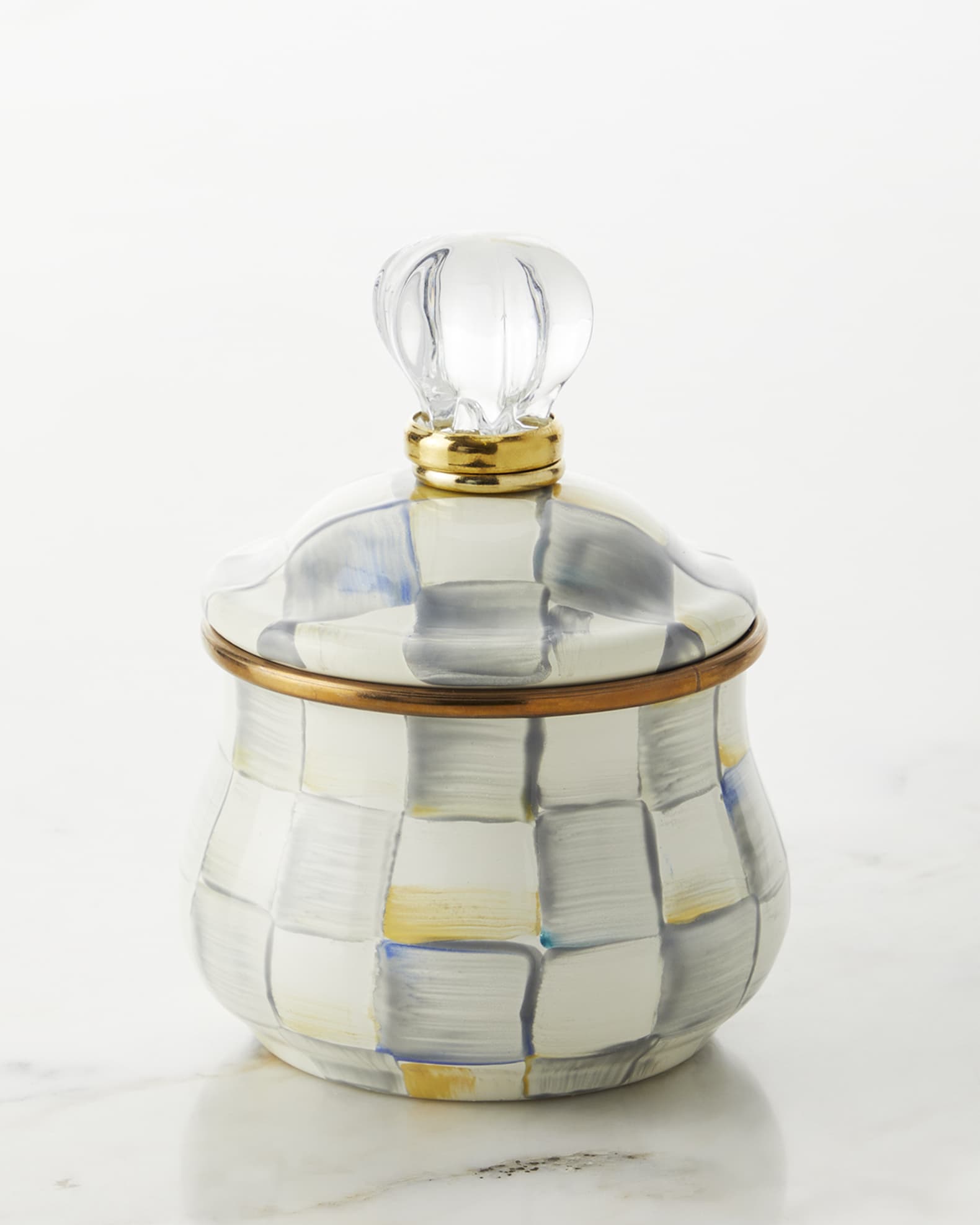 Sterling Check Lidded Sugar Bowl