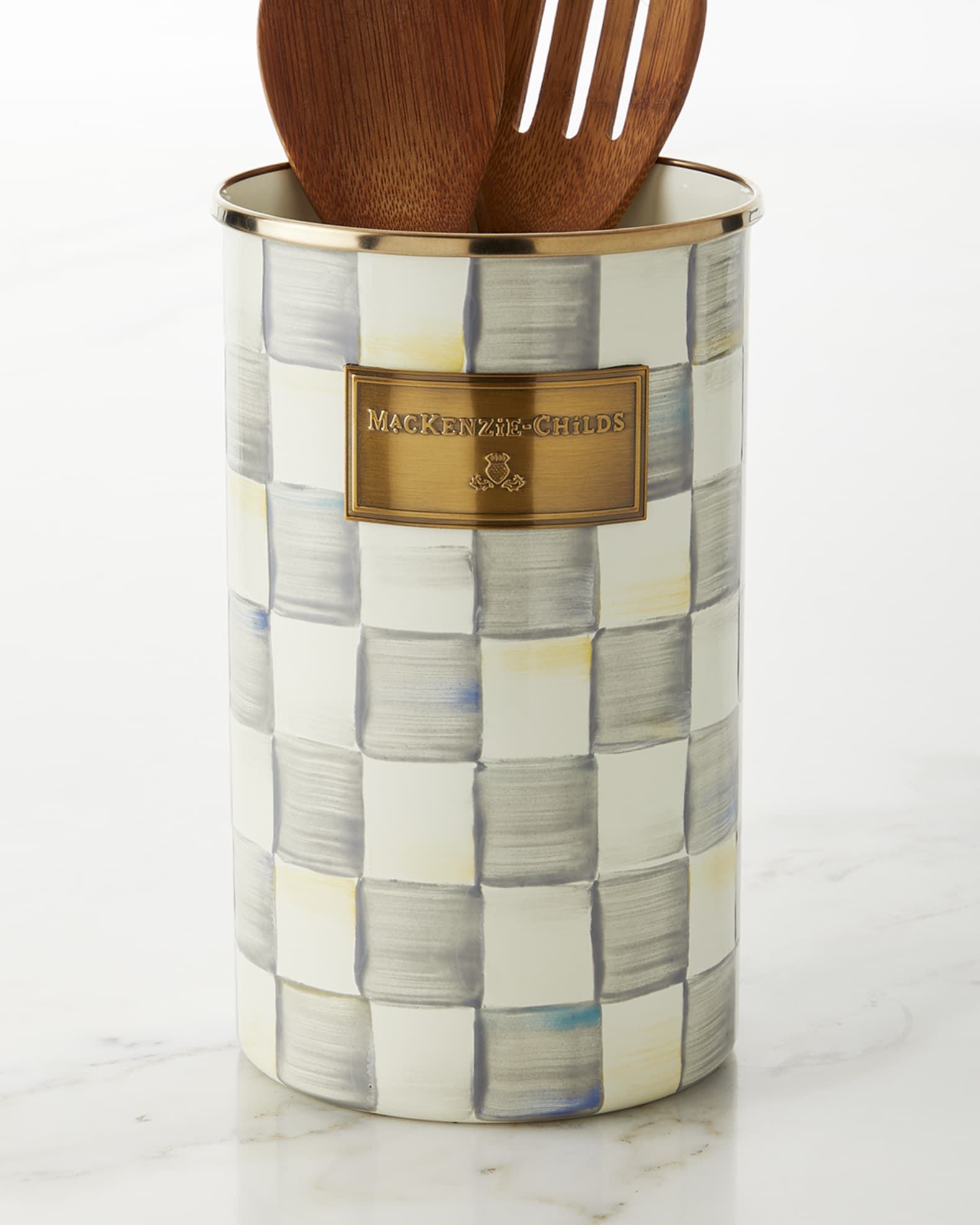 MacKenzie Childs Sterling Check Utensil Holder Neiman Marcus