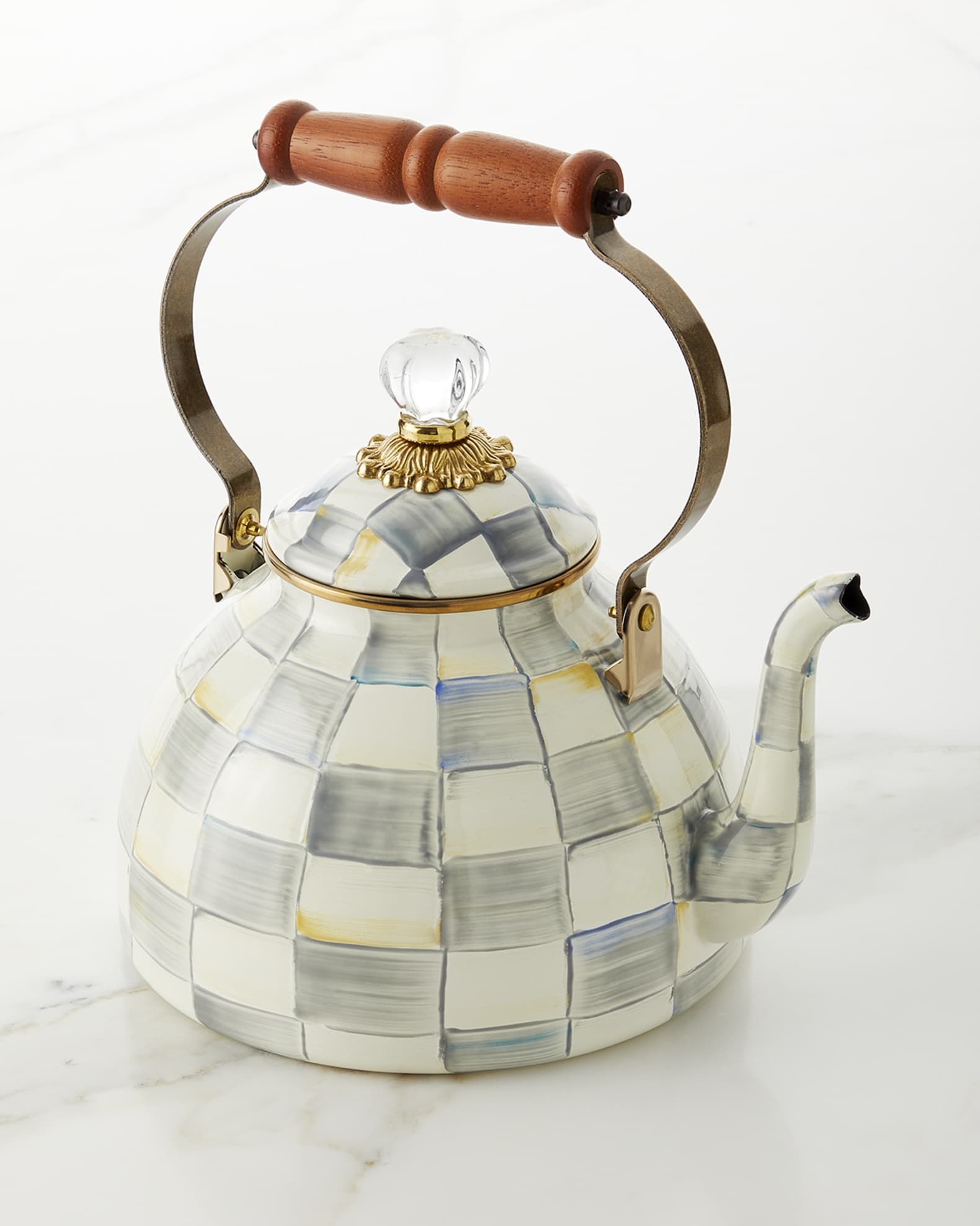 MacKenzieChilds Sterling Check Tea Kettle, 3qt. Neiman Marcus
