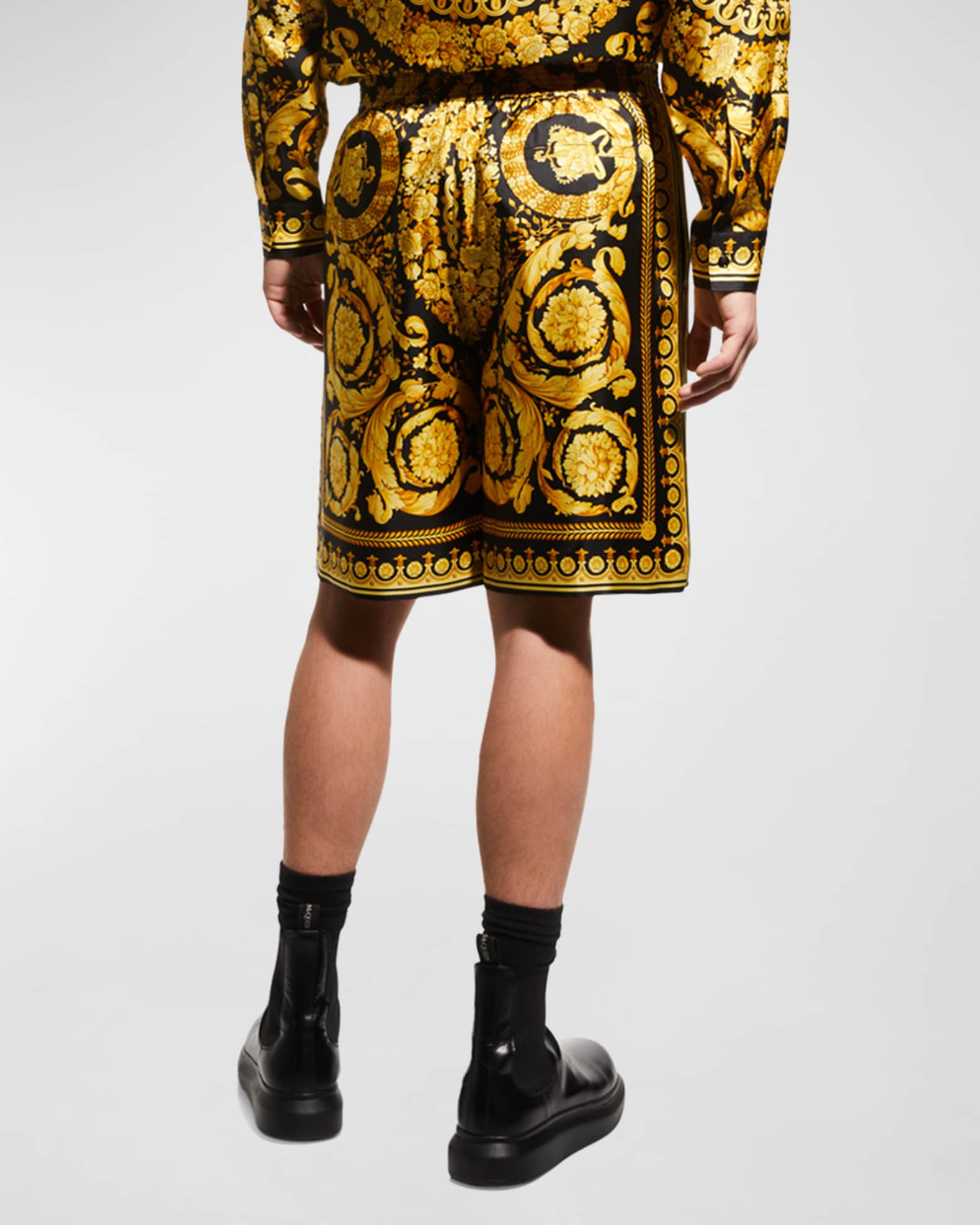 Versace Men's Silk Barocco Shorts | Neiman Marcus