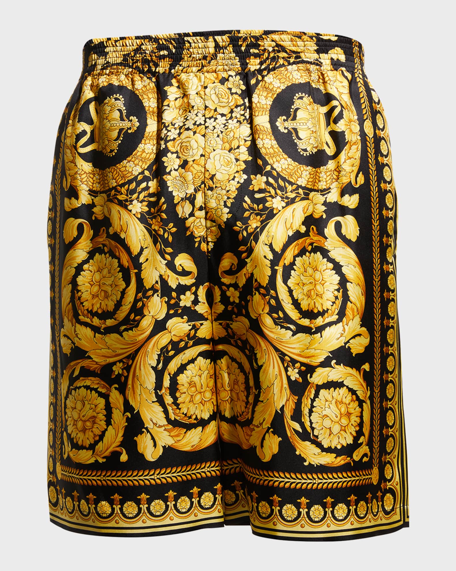Versace Men's Silk Barocco Shorts | Neiman Marcus