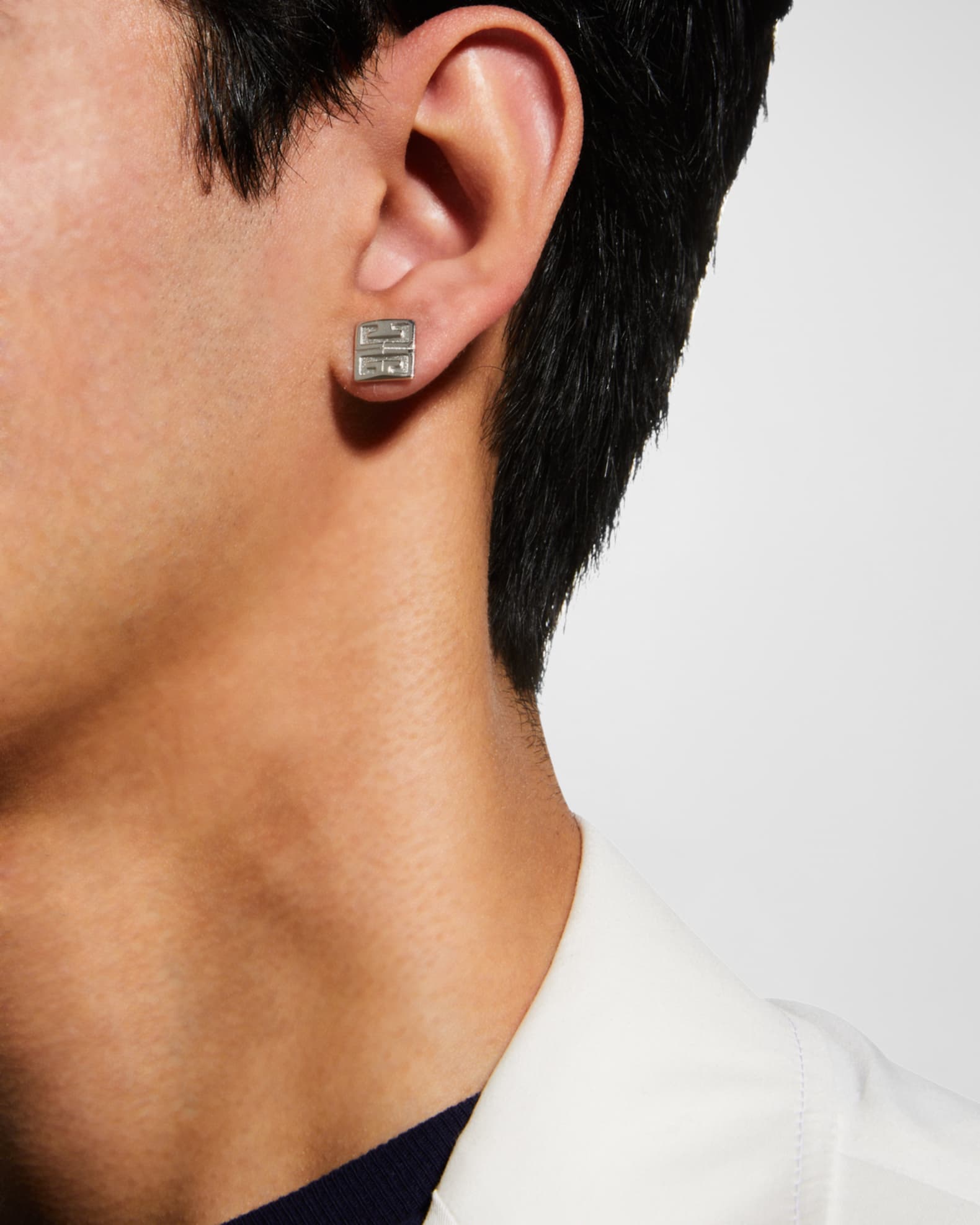 Givenchy Men's 4G Silvery Stud Earrings | Neiman Marcus
