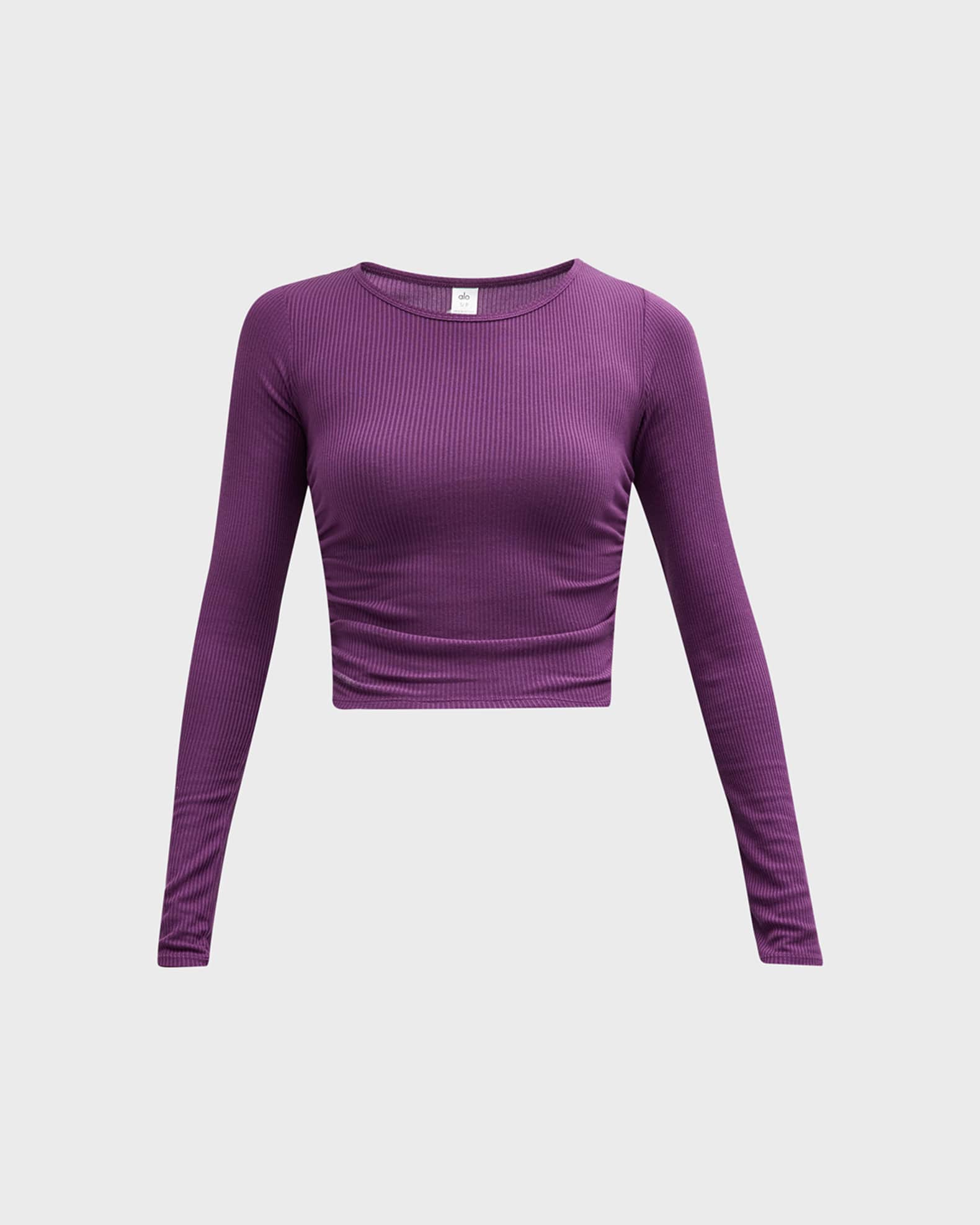 Alo Yoga Gathered Long Sleeve Crop Top Neiman Marcus