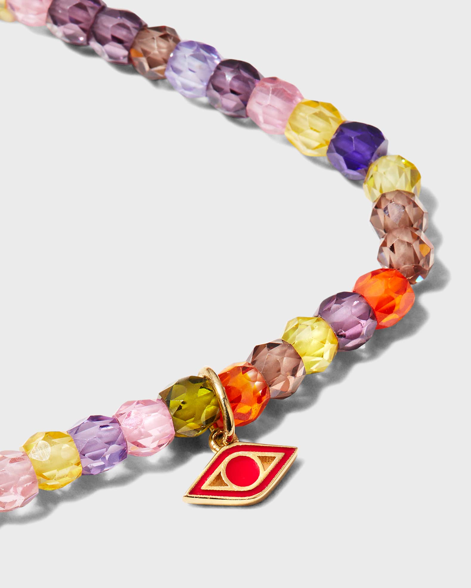3mm Rainbow Bead Bracelet with Evil Eye Charm 1