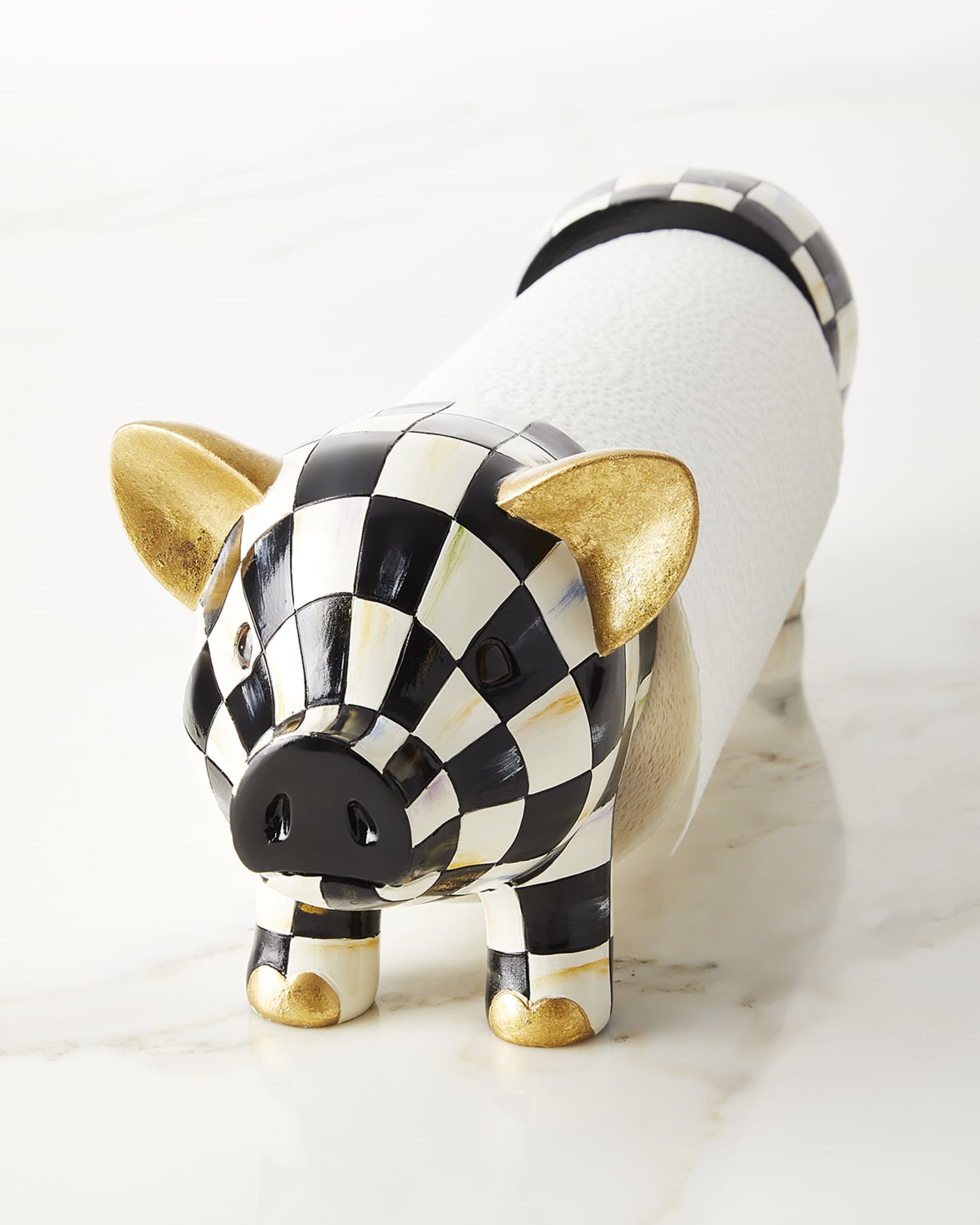 MacKenzieChilds Courtly Check Pig Paper Towel Holder Neiman Marcus