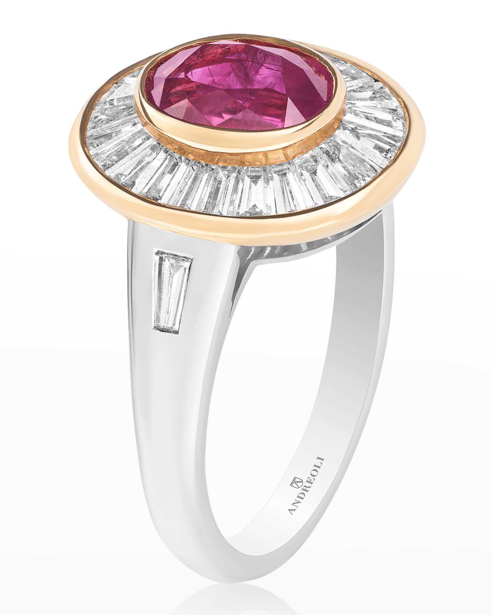 Yellow and White Gold Ruby and Diamond Ring, Size 7 1