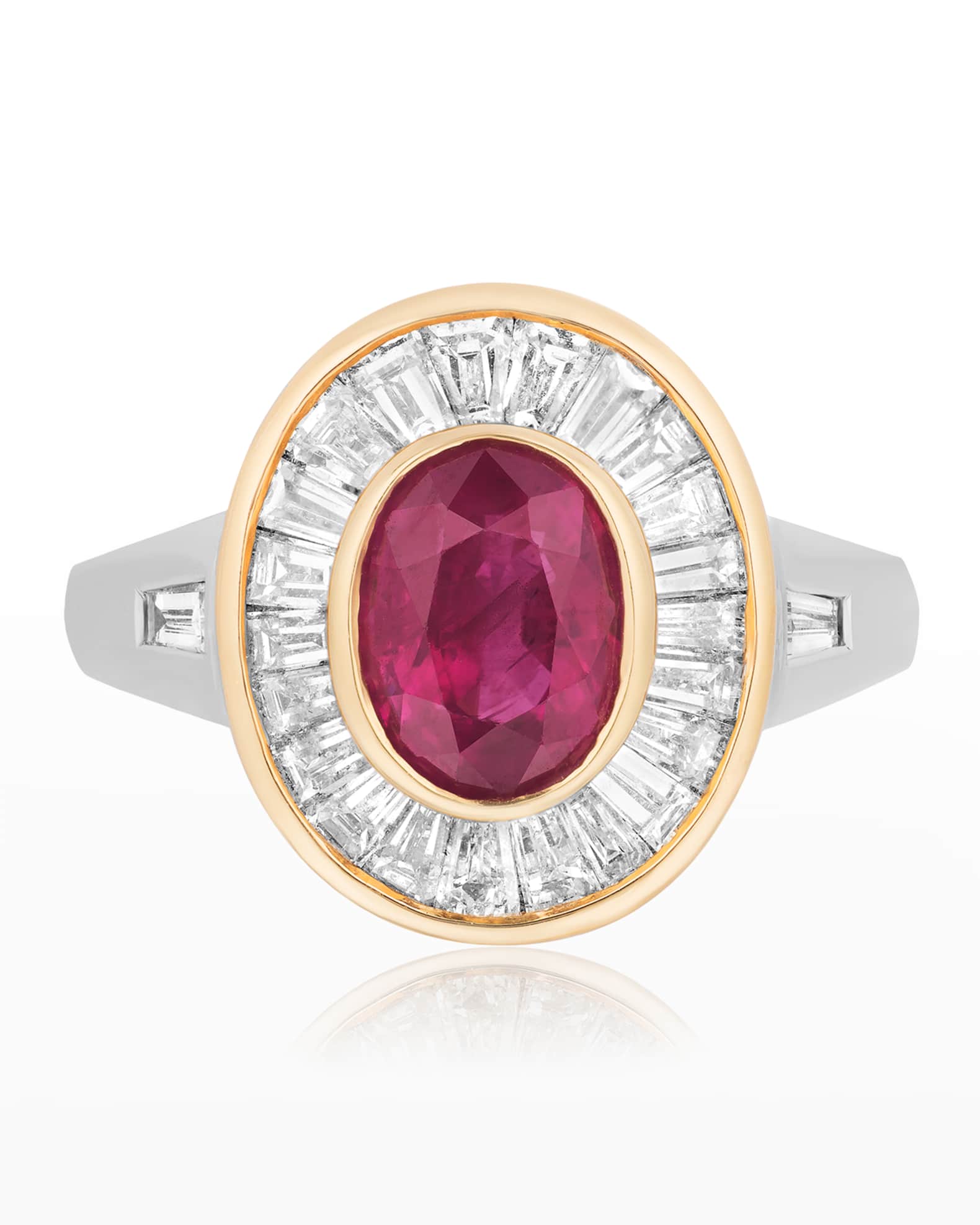 Yellow and White Gold Ruby and Diamond Ring, Size 7 0