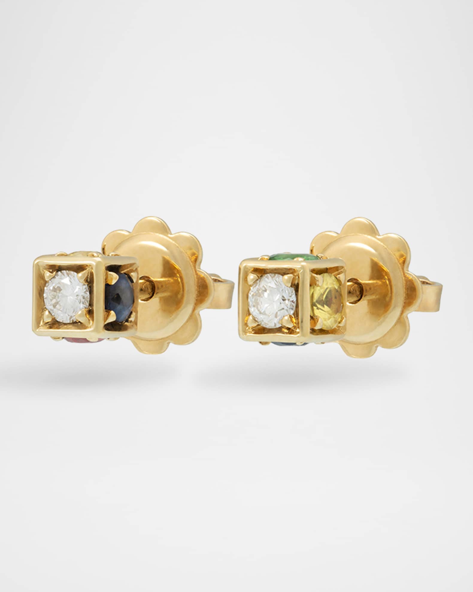 Faro Earrings in 18K Yellow Gold with Diamonds, Sapphires and Tsavorite 1