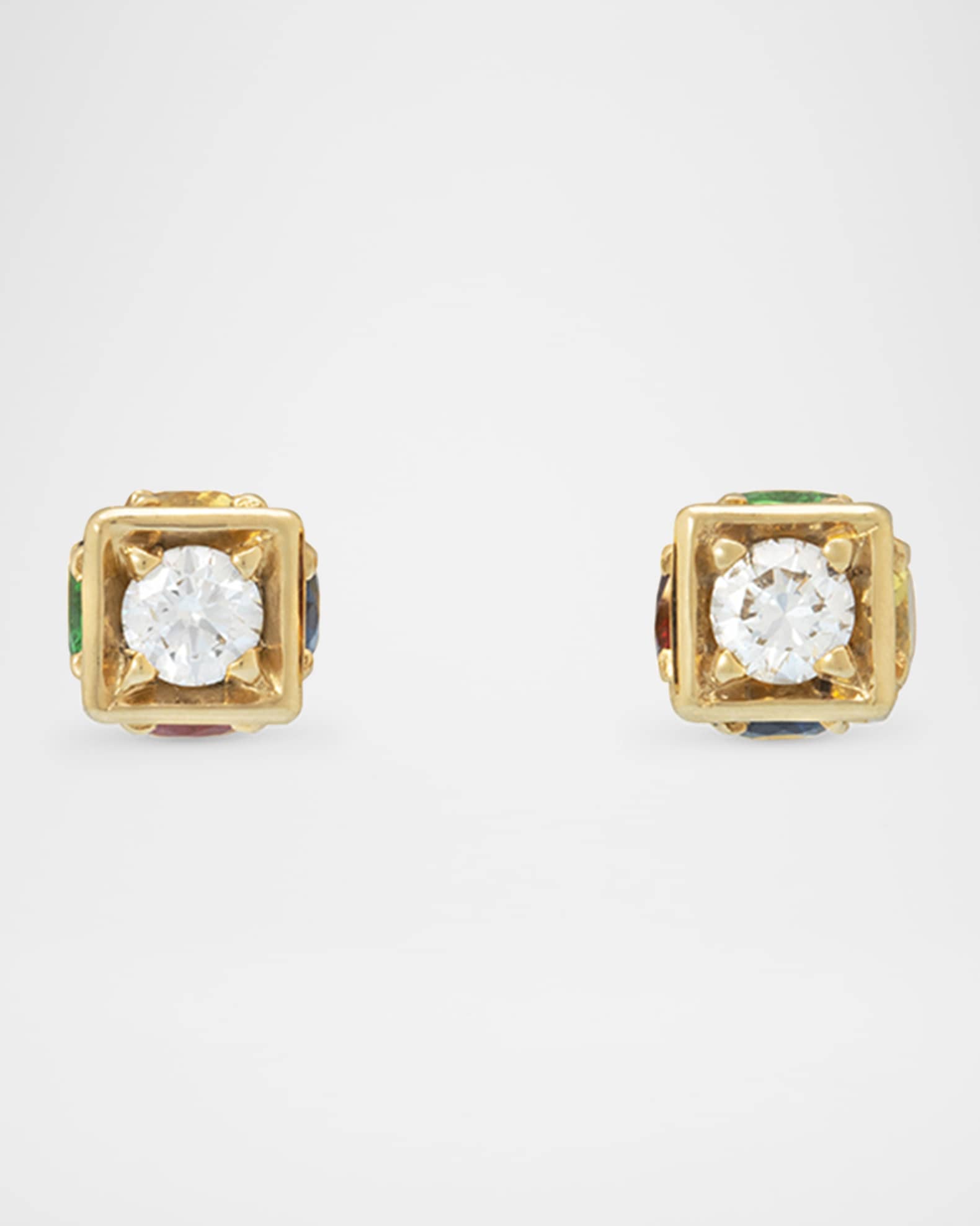 Faro Earrings in 18K Yellow Gold with Diamonds, Sapphires and Tsavorite 0