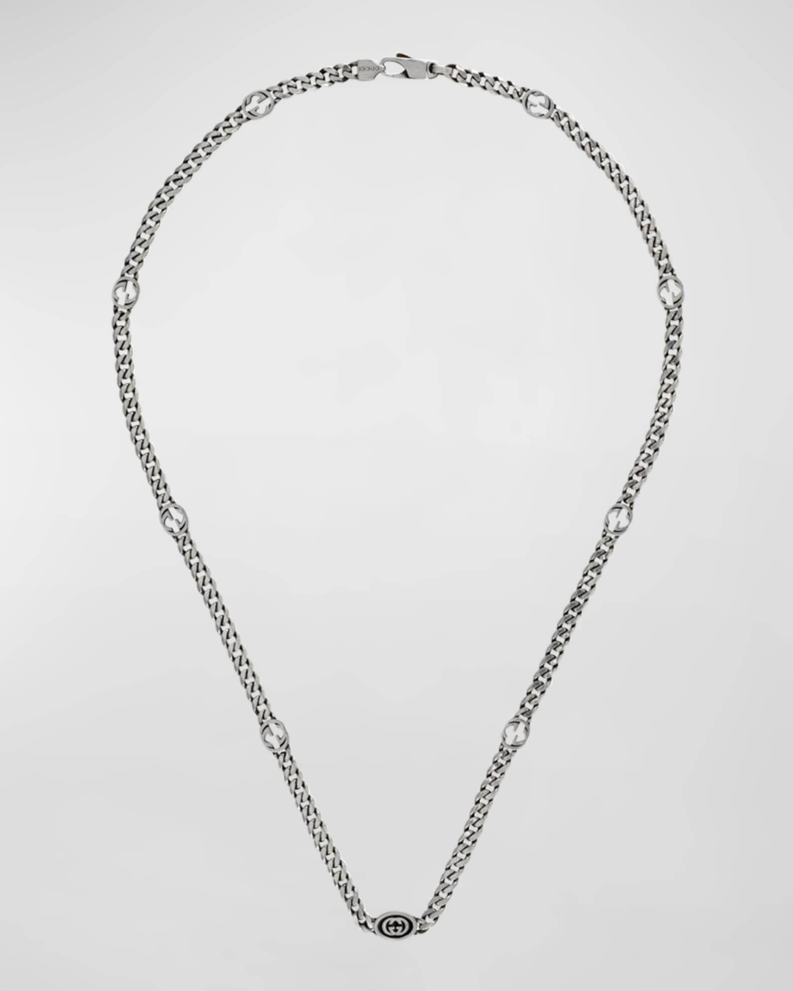 Gucci Men s Enameled Interlocking G Sterling Silver Chain Necklace Neiman Marcus