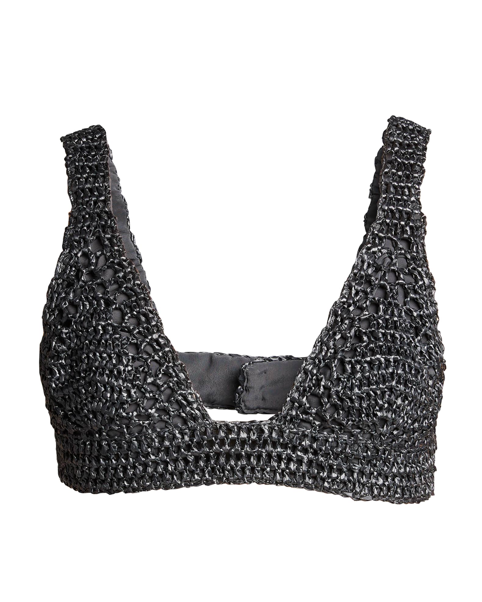 Brunello Cucinelli Raffia Crochet-Knit Bra Top | Neiman Marcus