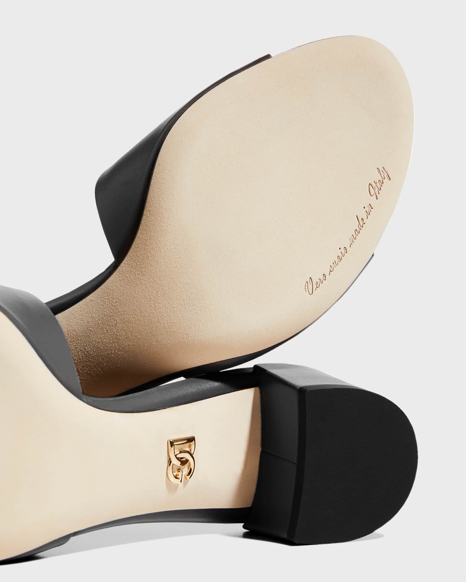 Leather Cut Out Logo Sandals in Brown - Dolce Gabbana