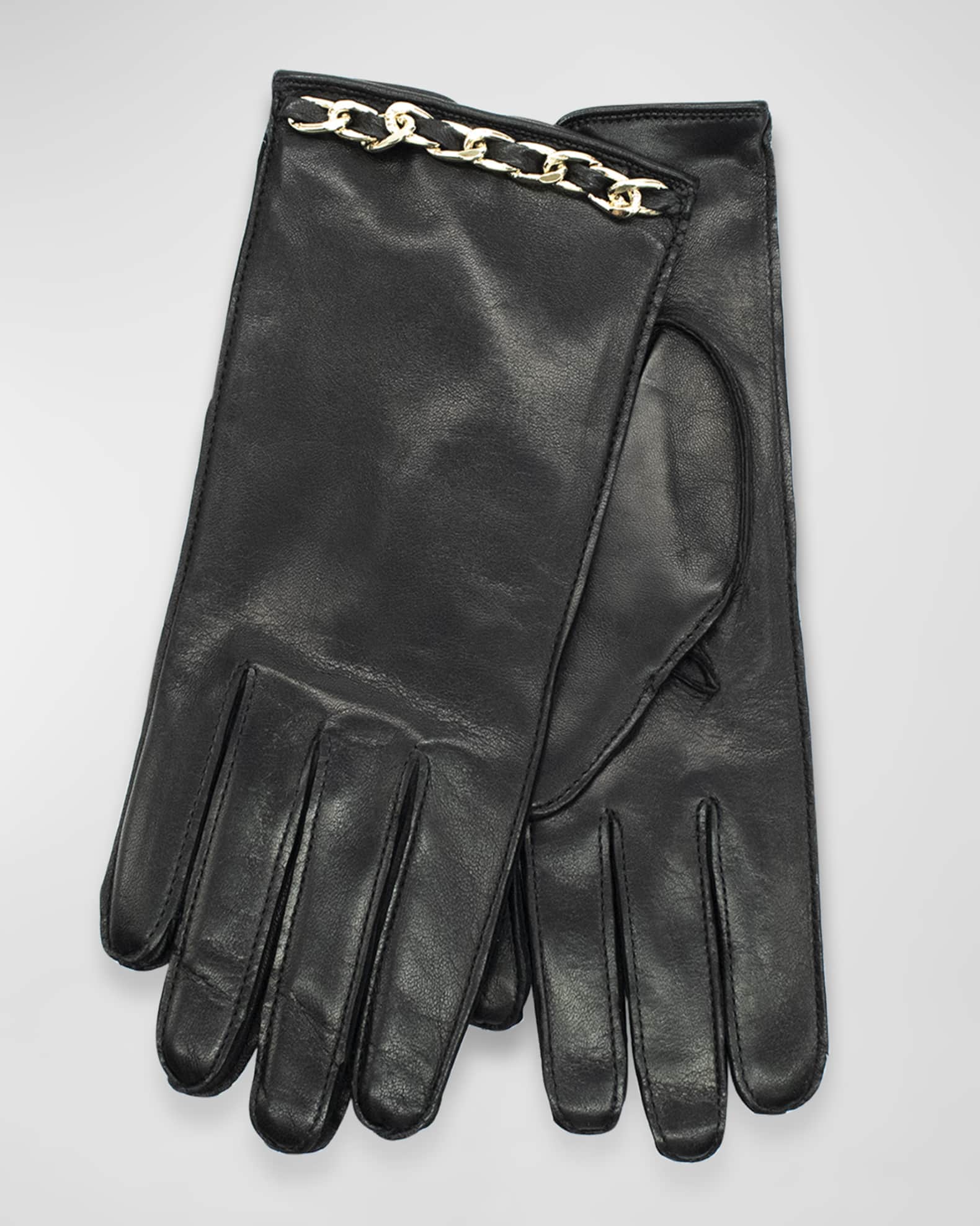 Valentino Garavani Vlogo Chain Gloves In Nappa And Cashmere for