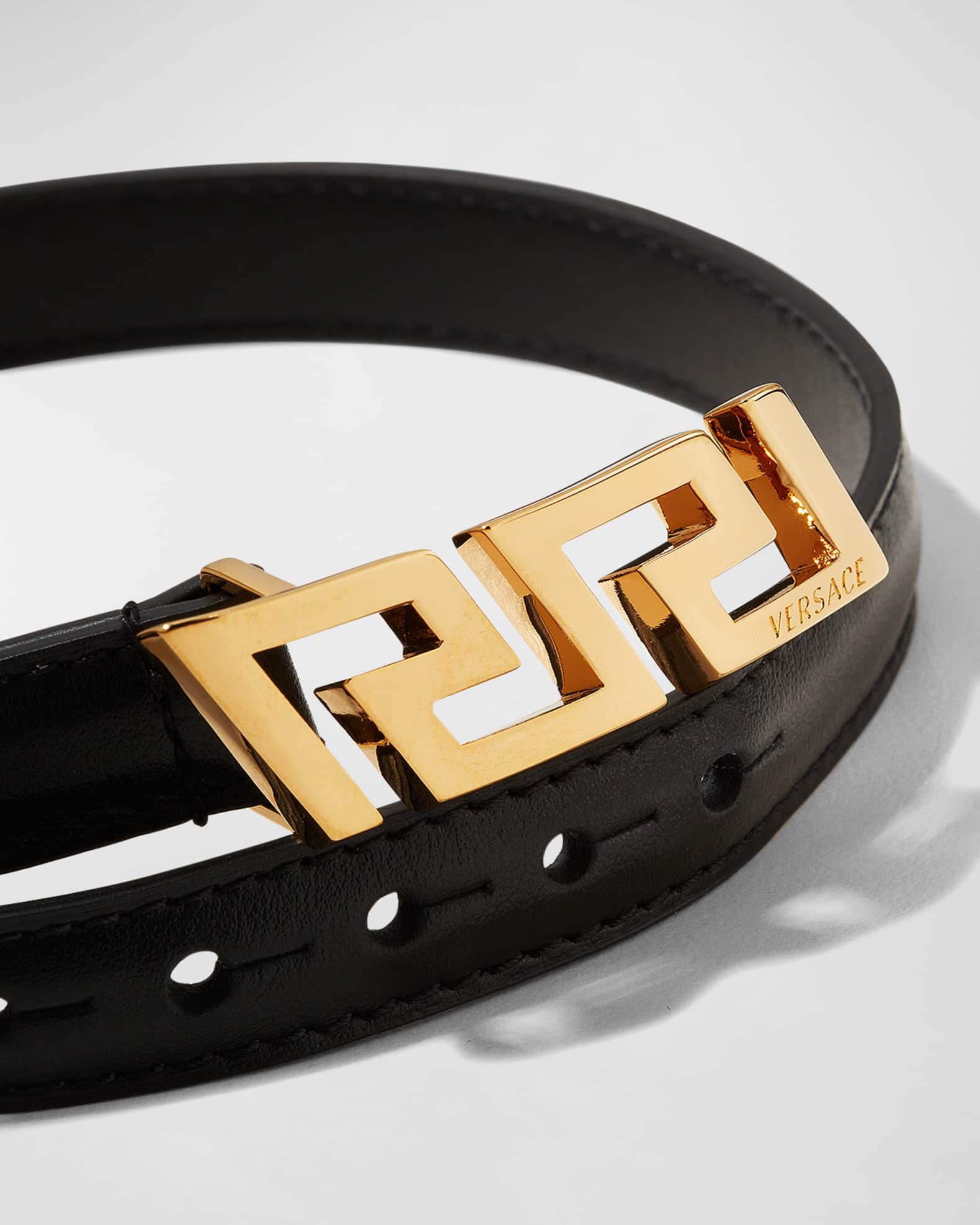 VERSACE★素敵！Black Leather Wrap BRACELET/CHOKER Versace Greca Leather Choker | Black | FARFETCH