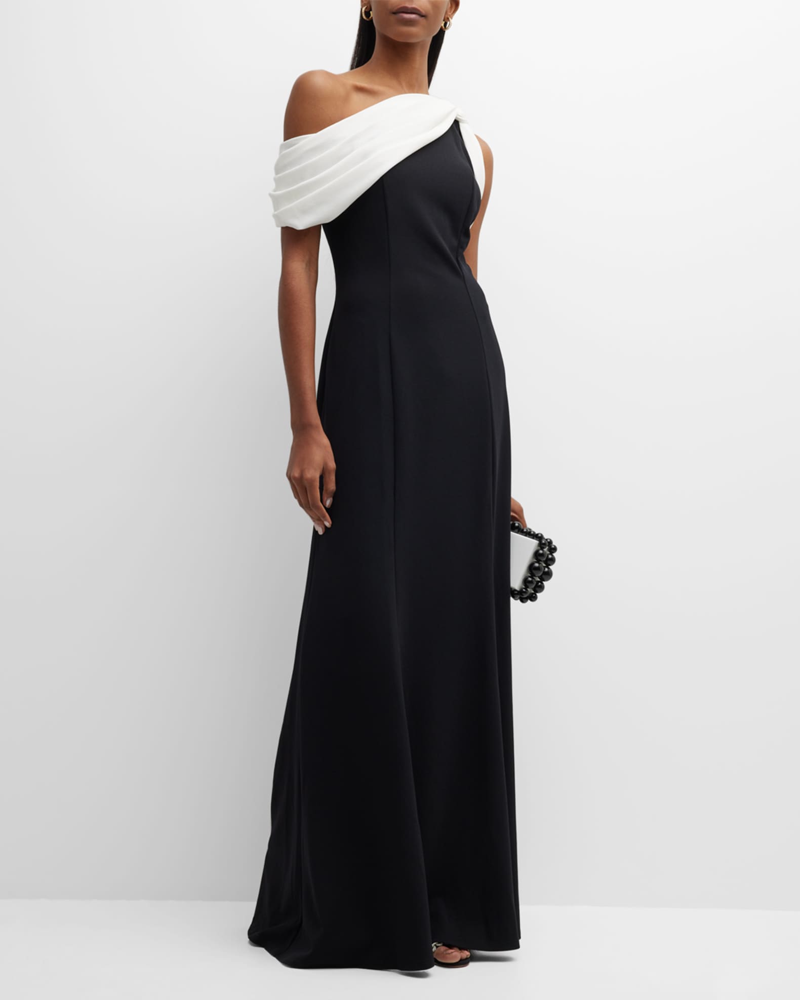 Tadashi Shoji Knotted One-Shoulder Crepe Gown | Neiman Marcus