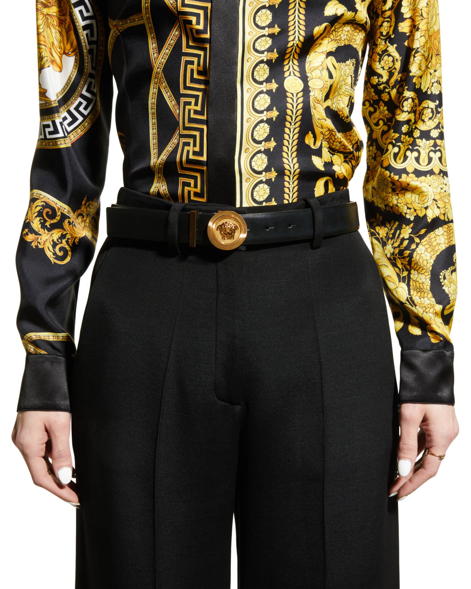 Medusa Coin Leather Belt 1