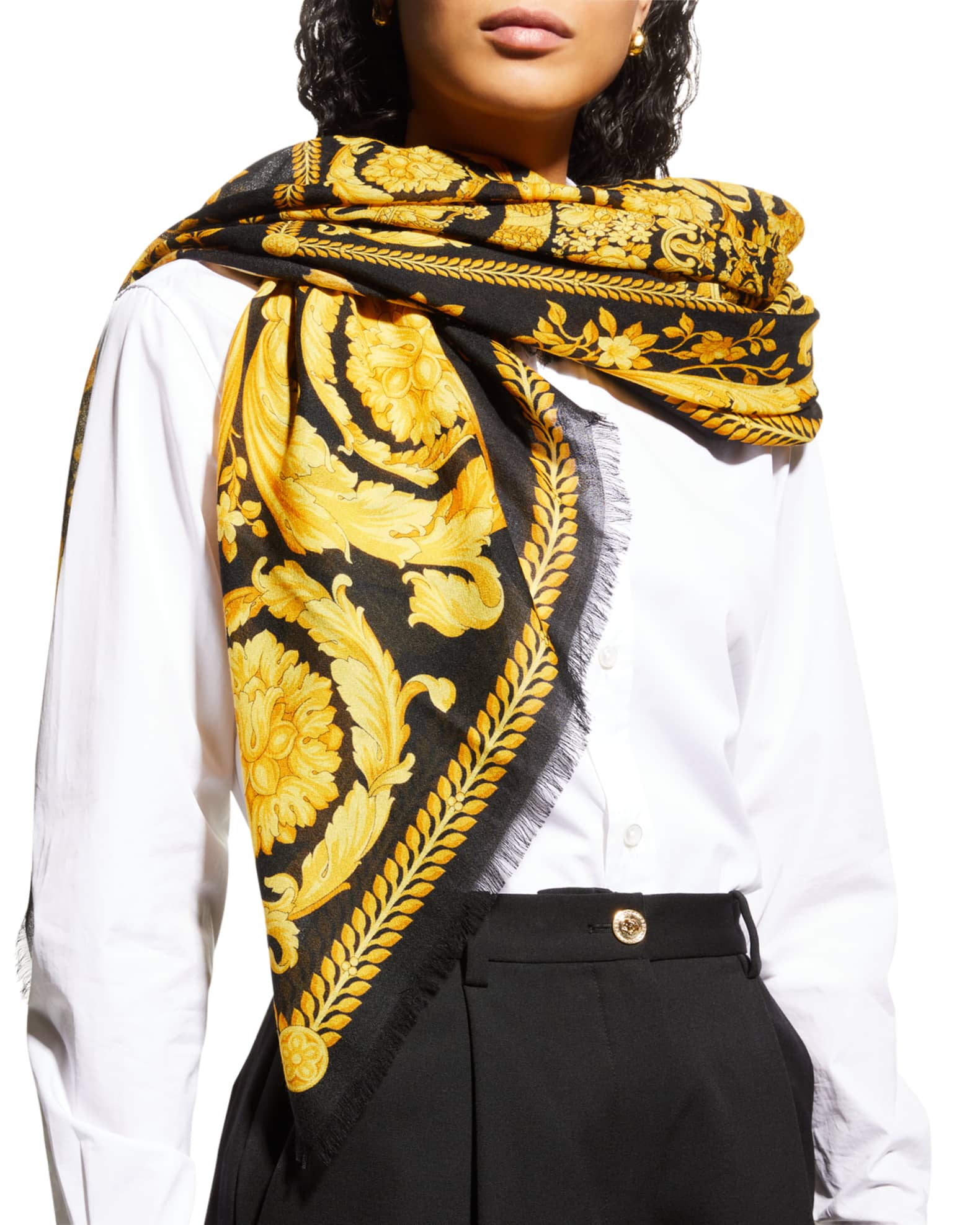 Black and gold versace scarf store