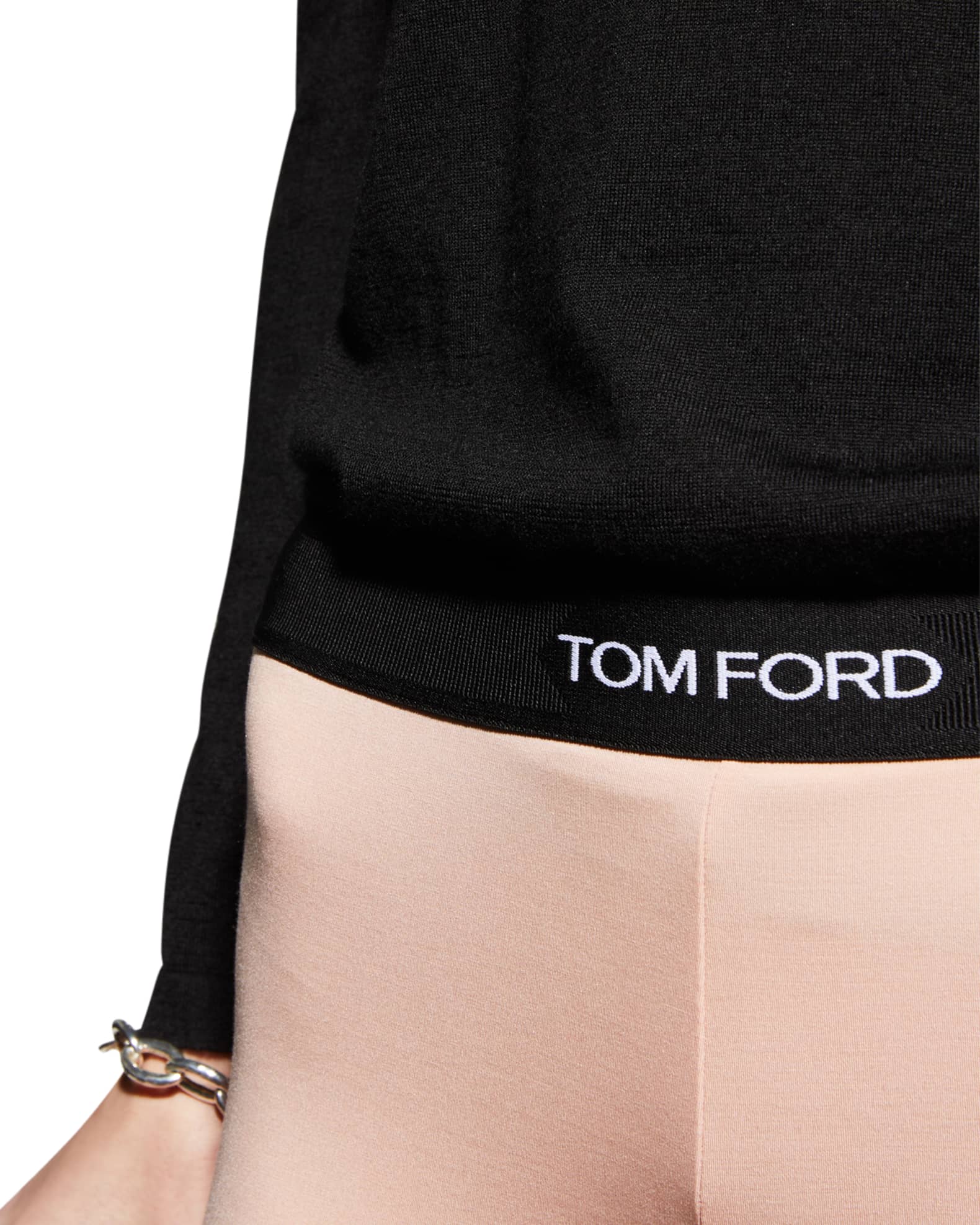 TOM FORD Logo-Band Cropped Biker Shorts | Neiman Marcus