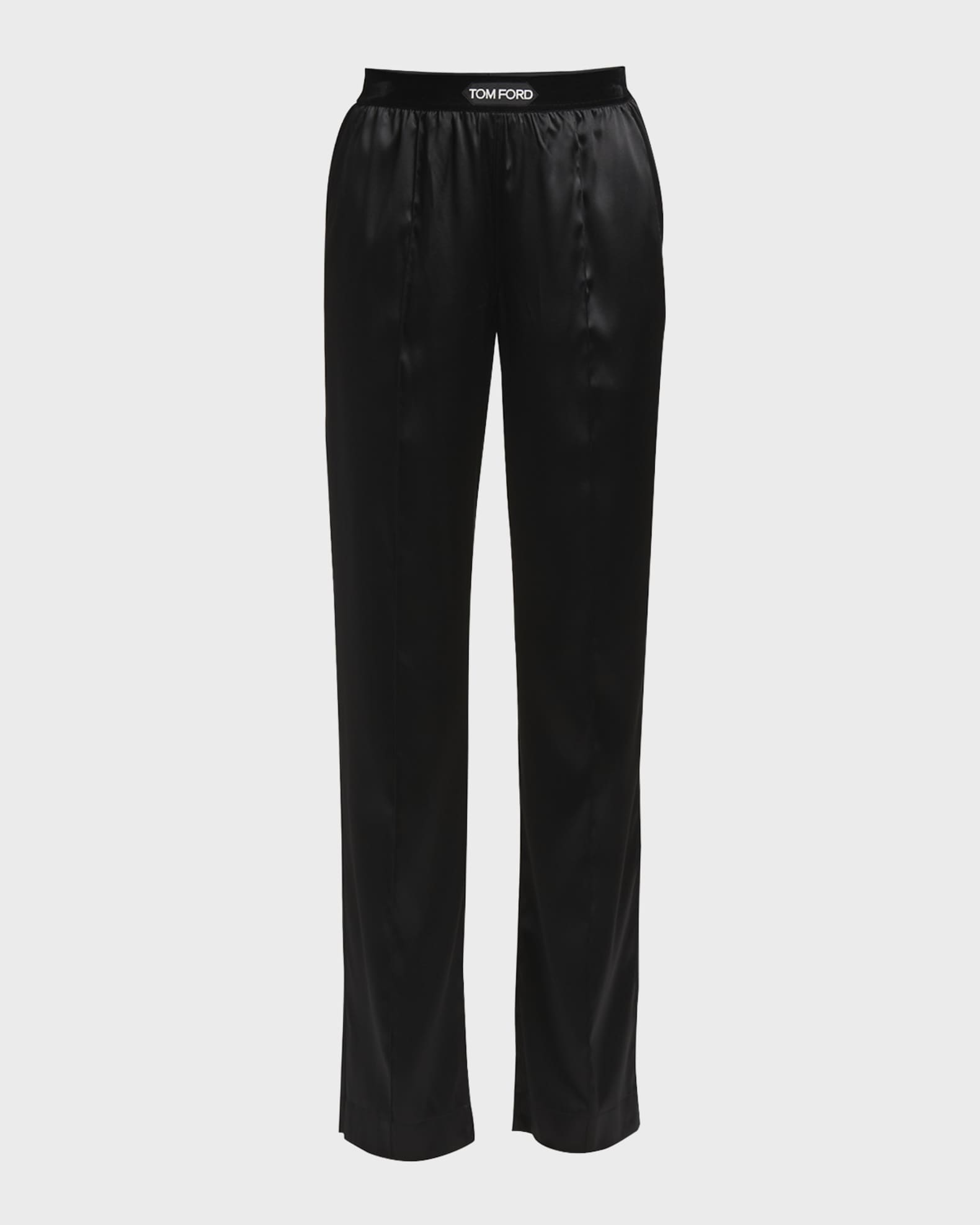 TOM FORD Velvet Logo-Banded Silk PJ Pants | Neiman Marcus