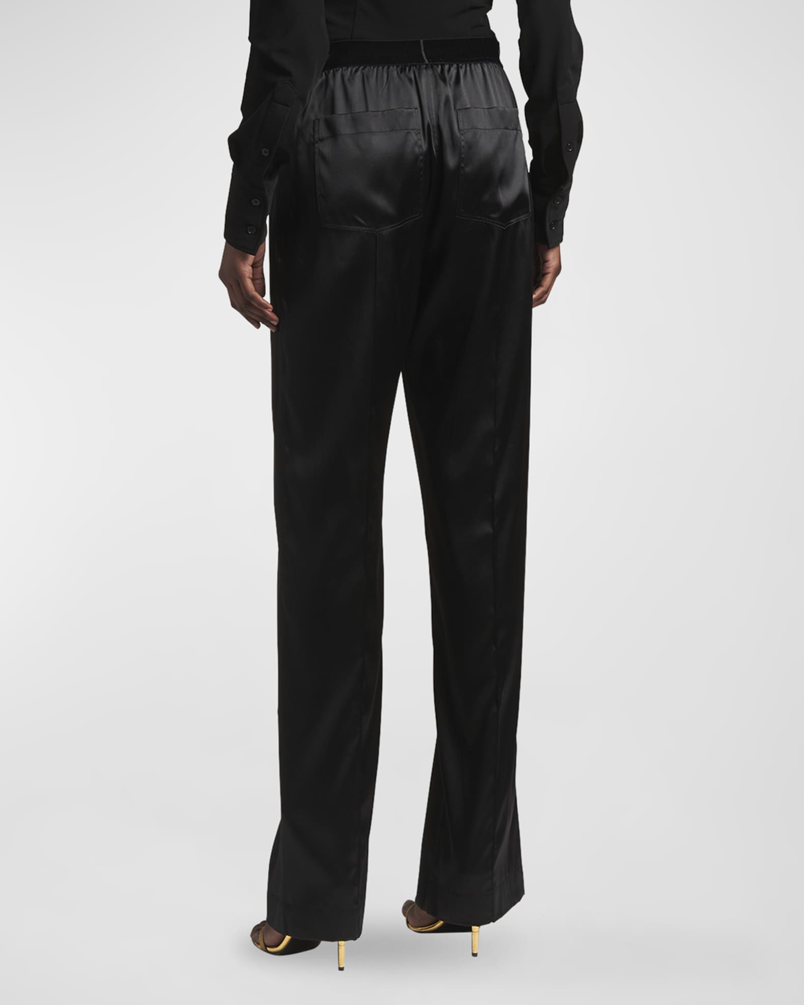 TOM FORD Logo-Banded Silk PJ Pants | Neiman Marcus