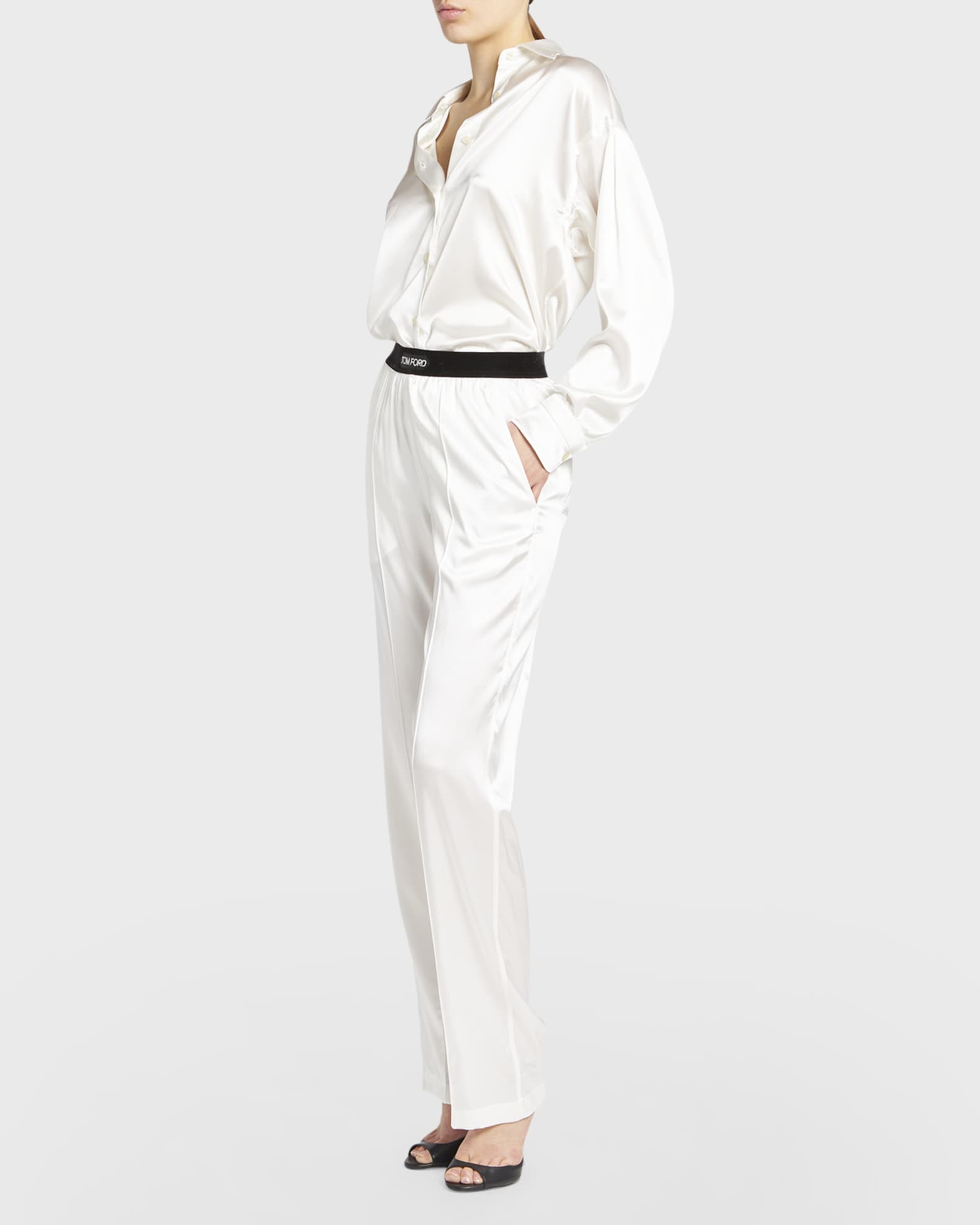 Logo silk satin pajama pants - Tom Ford - Women