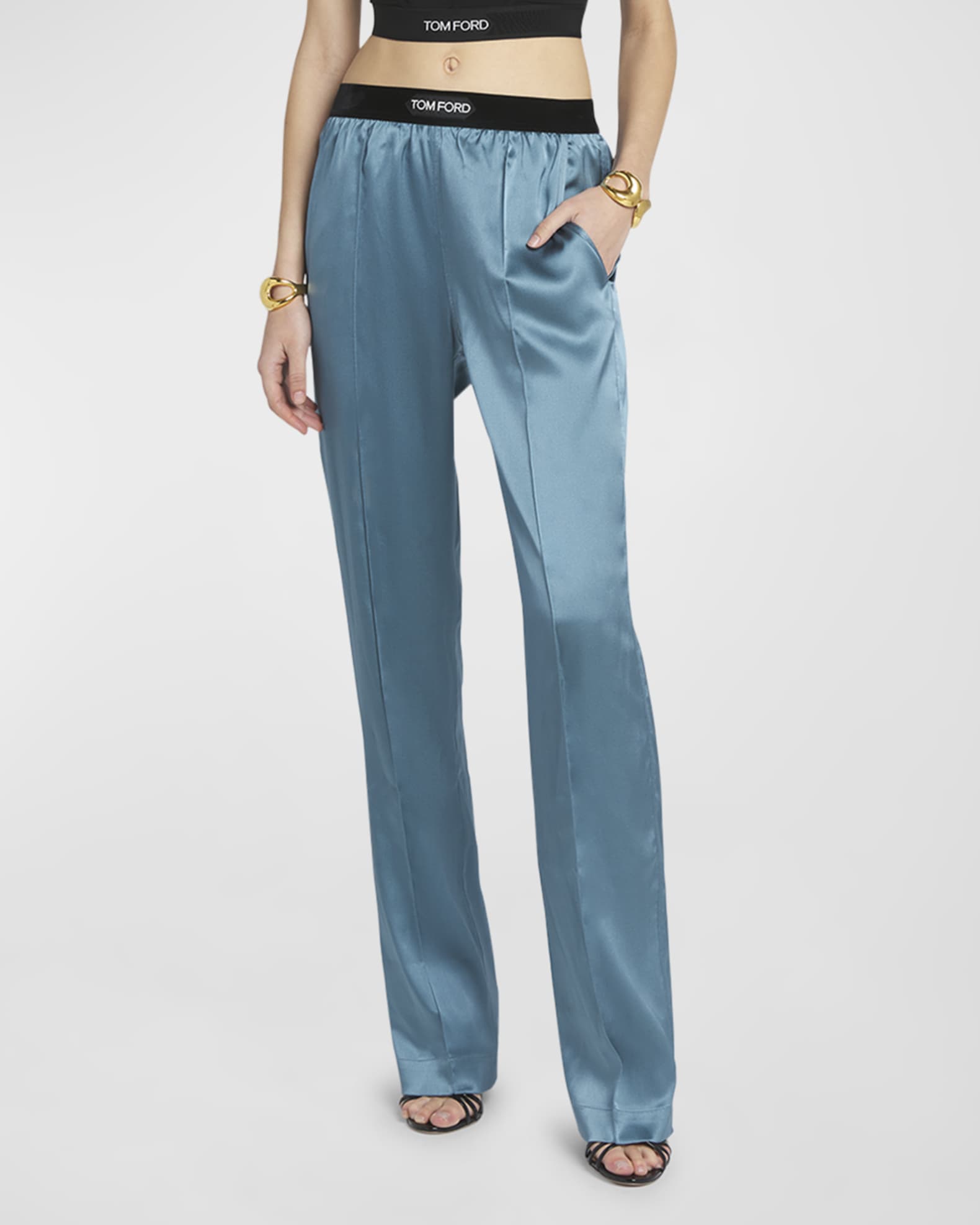 Logo-Banded Silk PJ Pants 1
